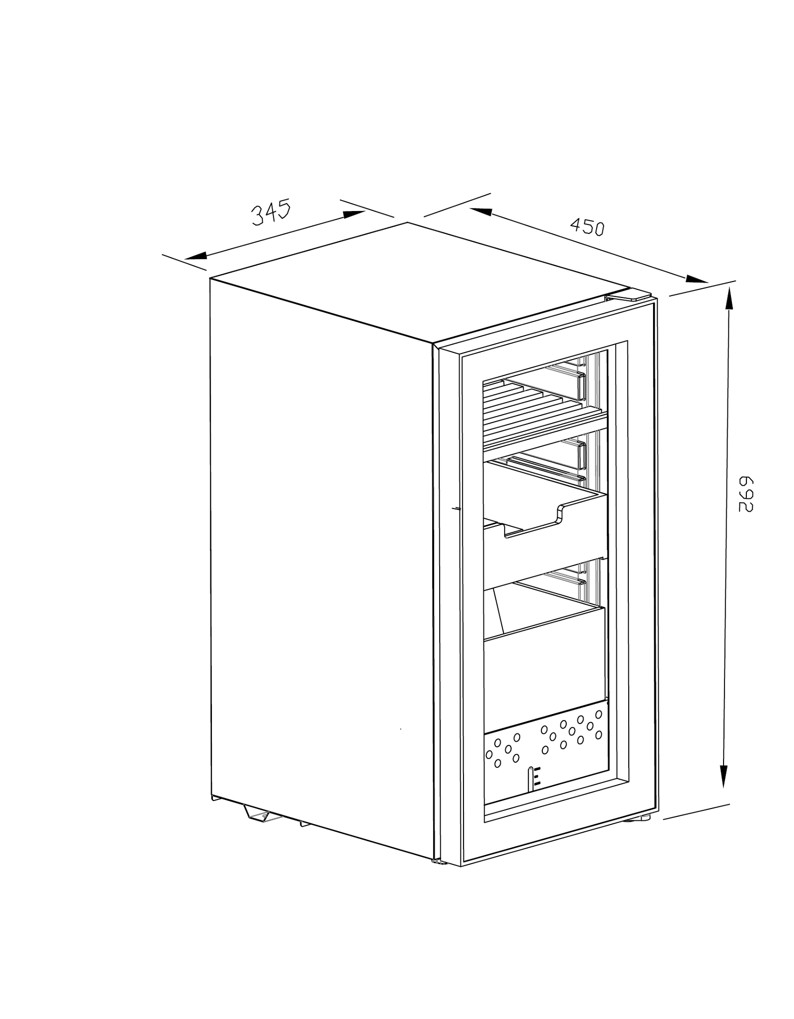 Cigar Humidor 212 technical drawing