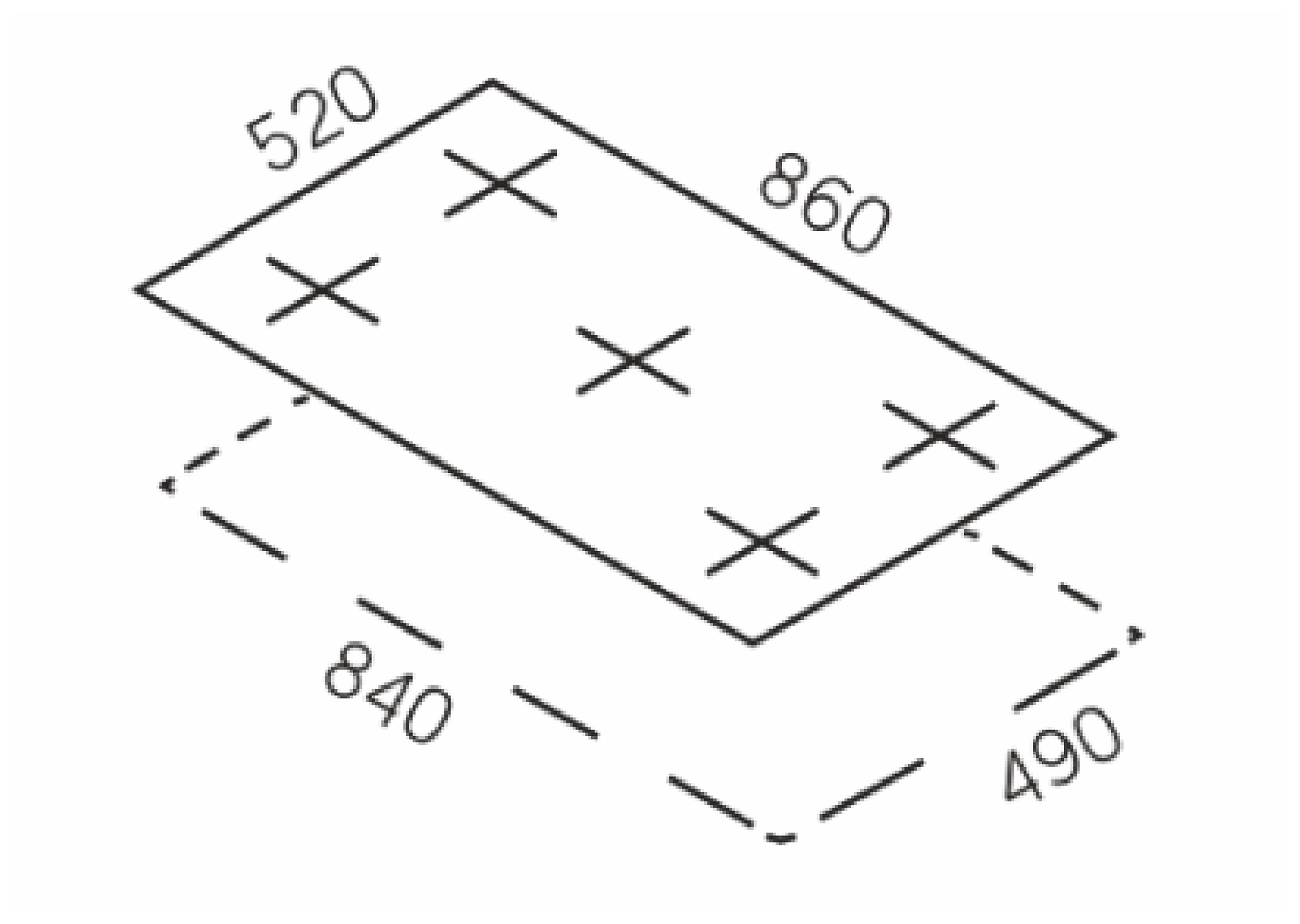 Rustic Classic Gas Hob 90 cm technical drawing
