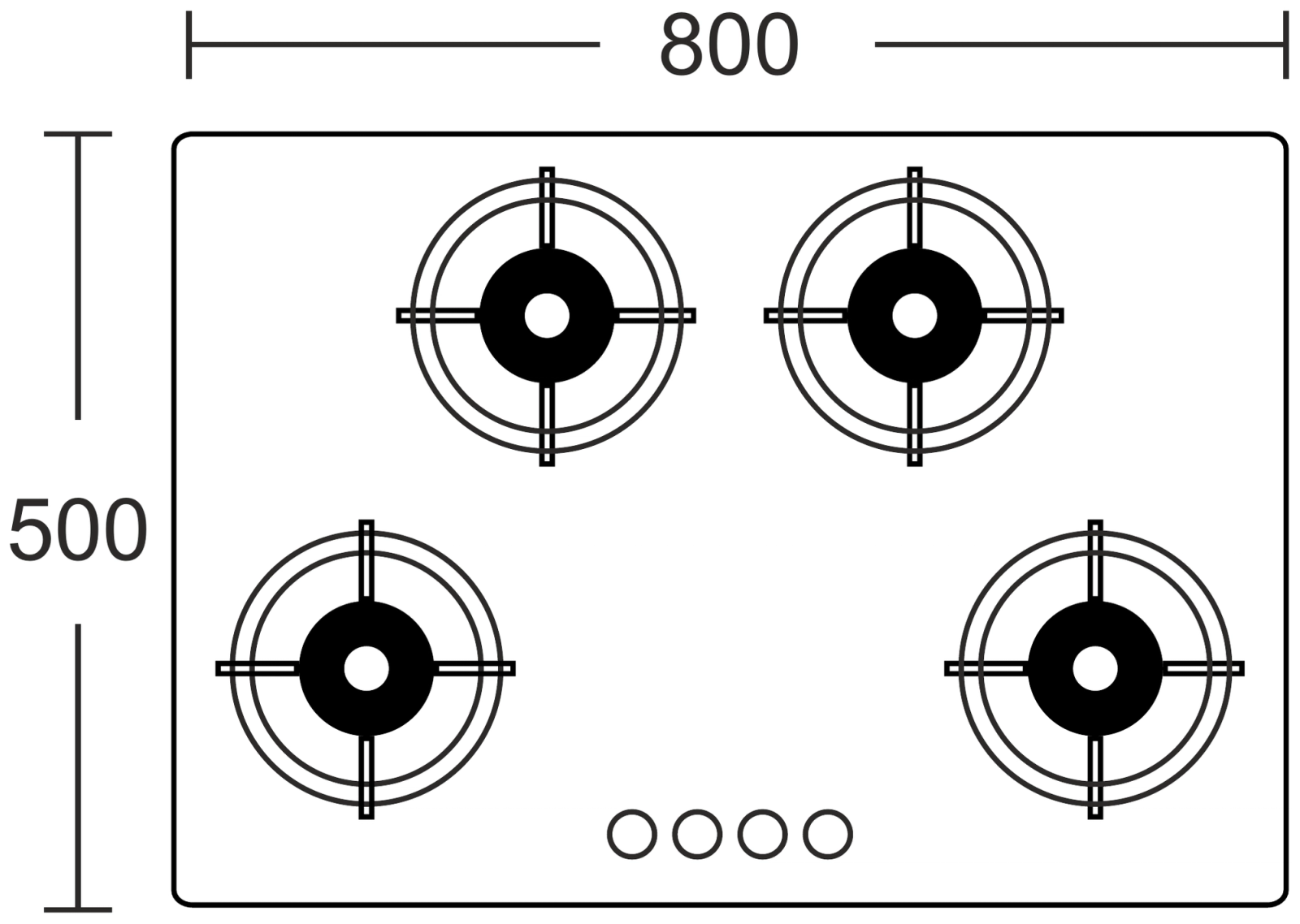 Olive Cooktop 4 Burner technical drawing