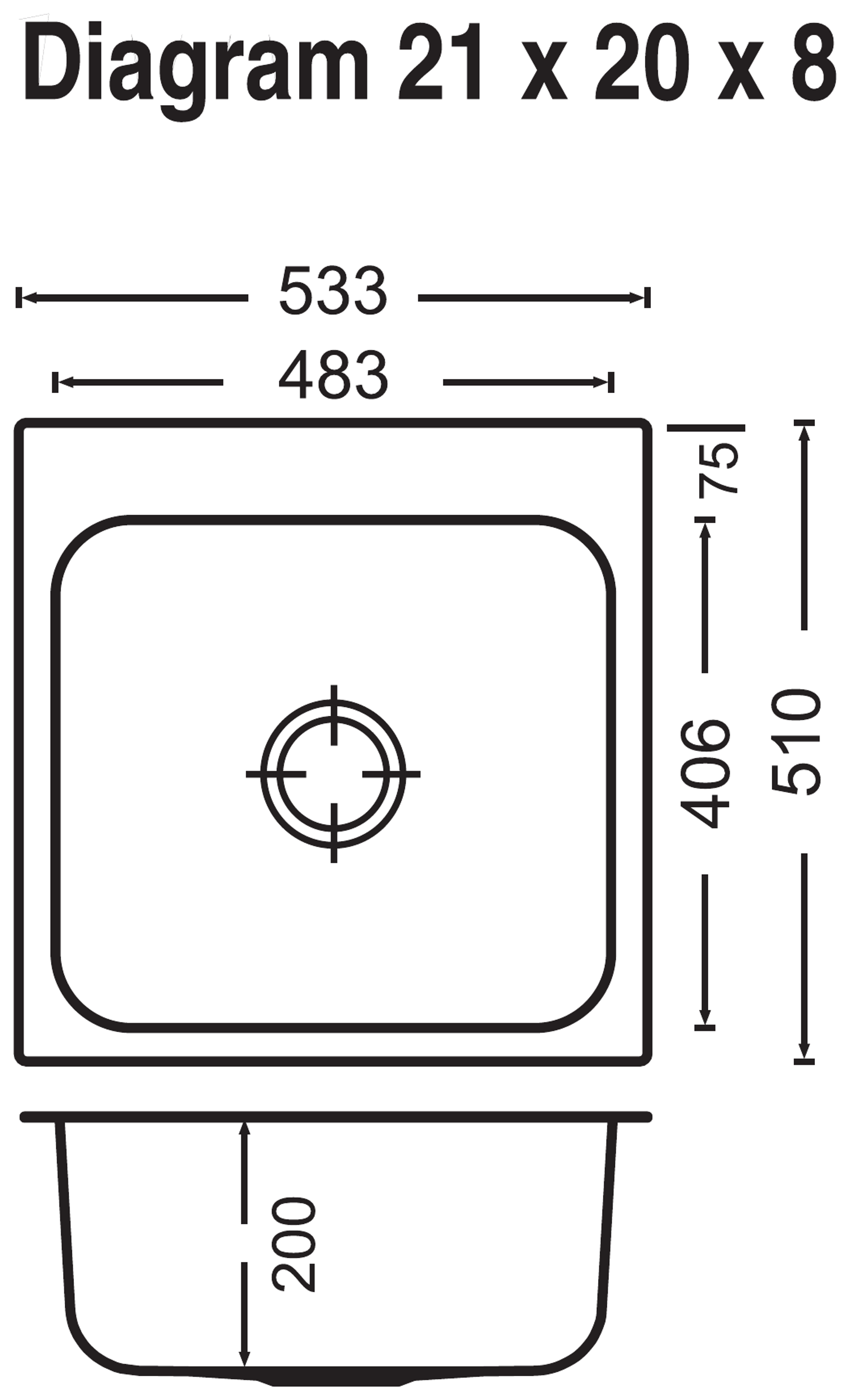 Elegance Plus 21x20x8 technical drawing