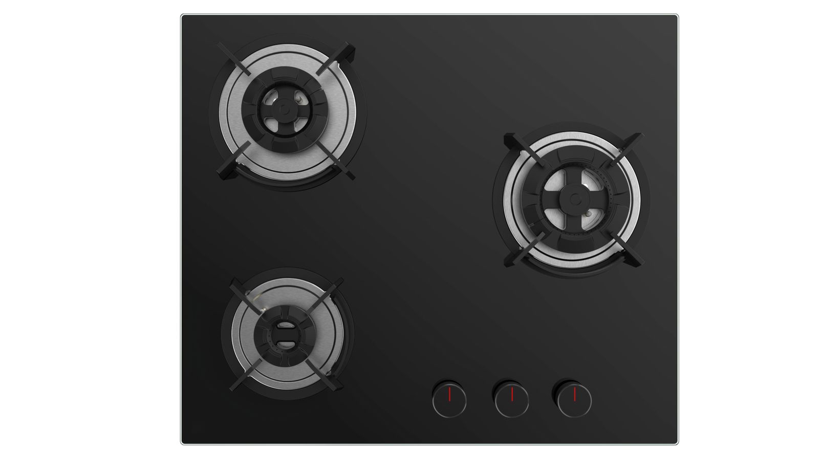 Carysil Pro 60cm Built-in Glass Hob, 3 Brass Burner
