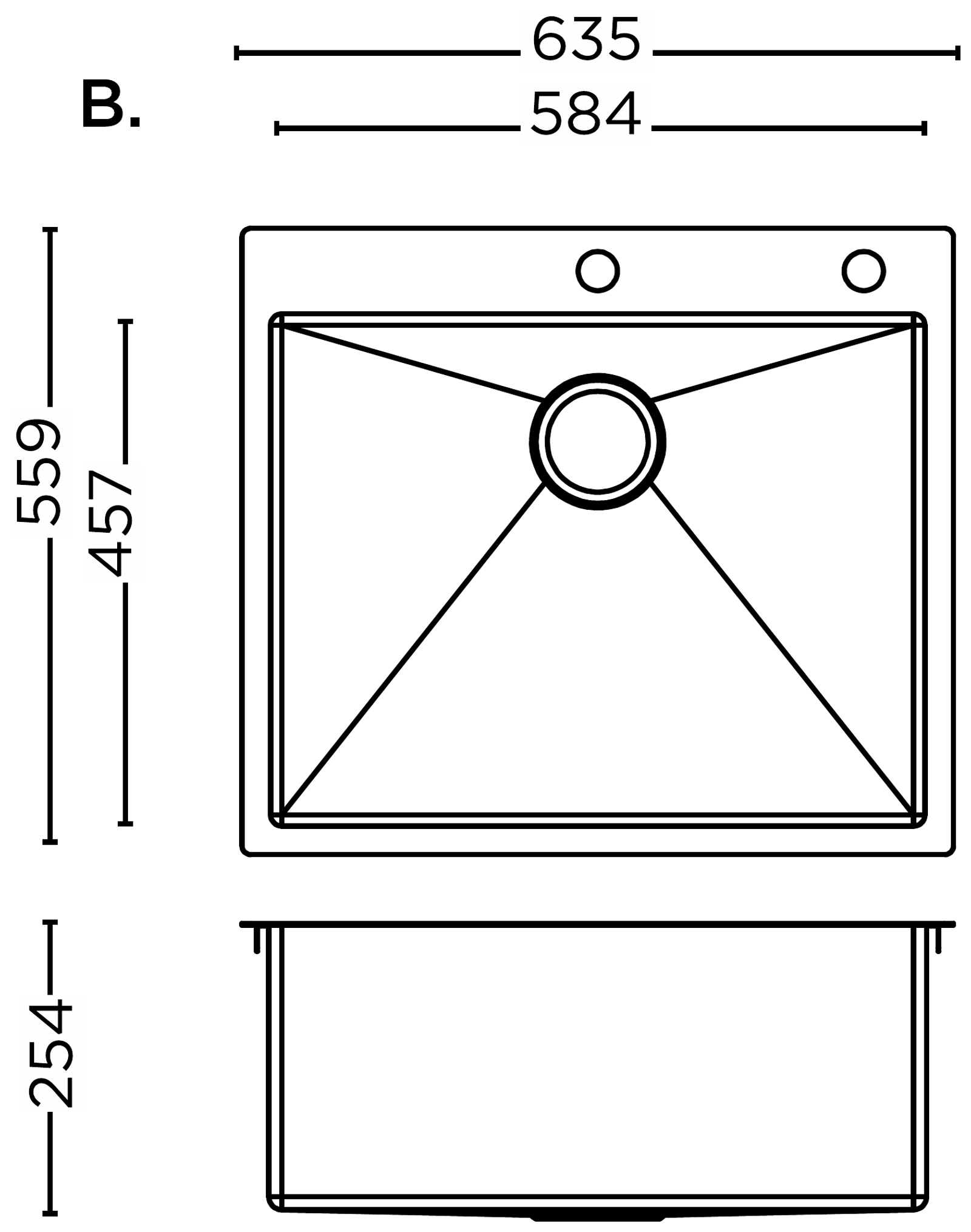 American Design ASB2522 technical drawing