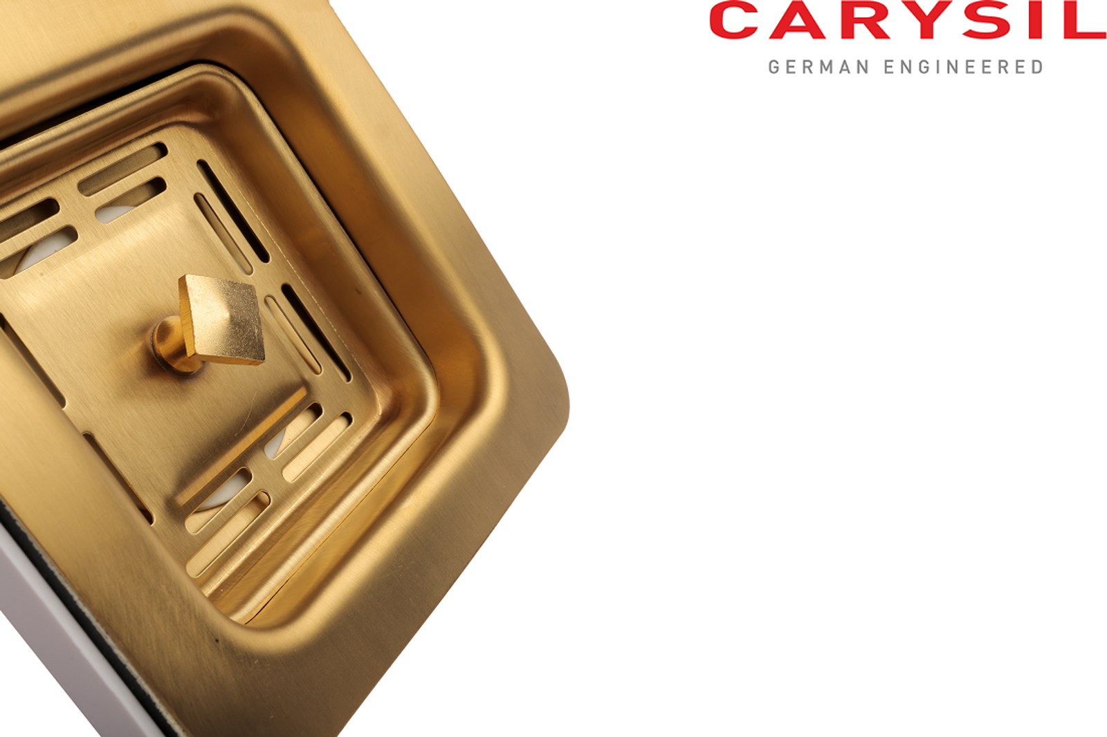 Carysil 304 Grade Stainless Steel Square Waste Coupling with Removable Waste Strainer Assembly, Corrosion-Resistant, Efficient Drainage System – Yellow Gold PVD Finish