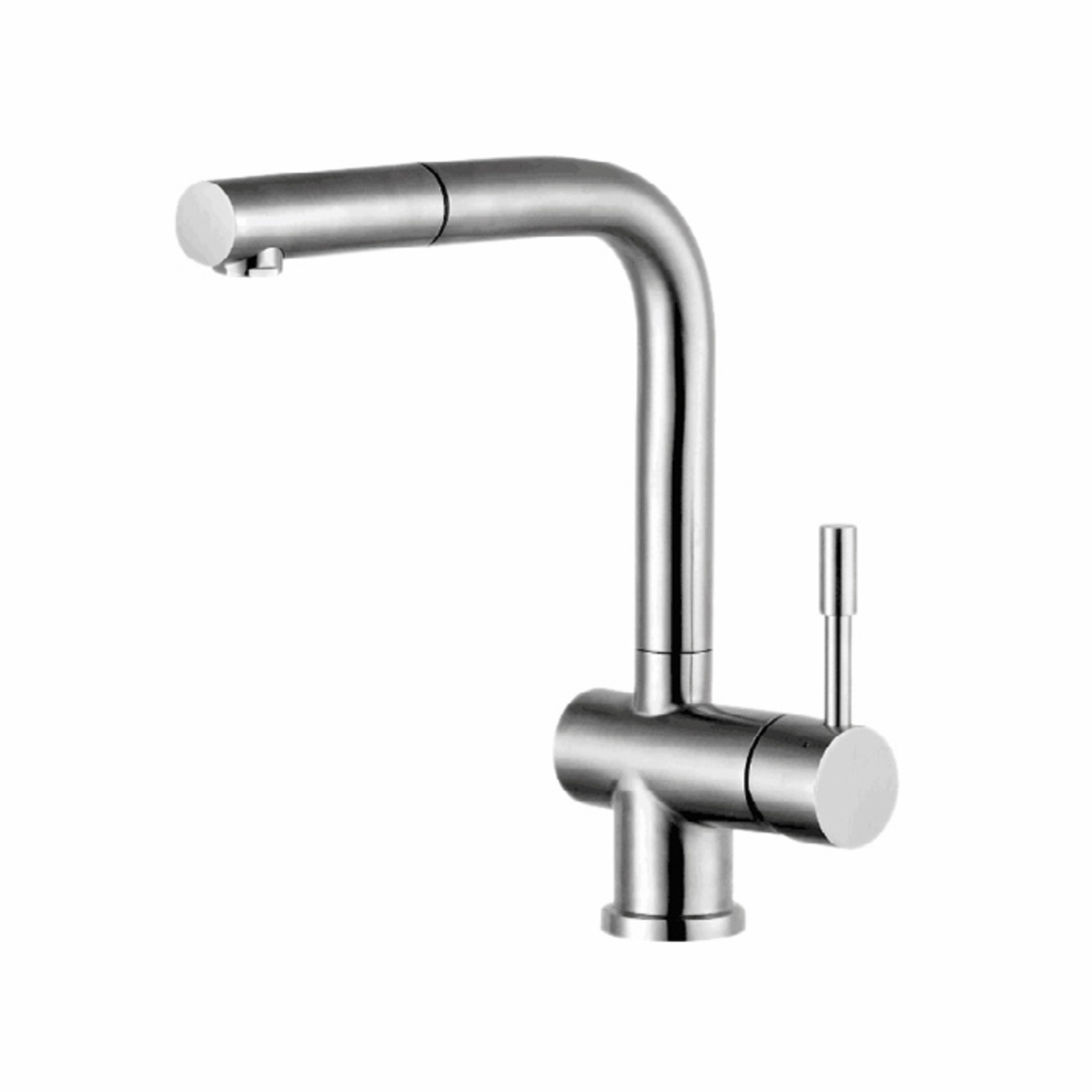 Carysil Alpha 2202 Kitchen Sink Faucet, L-Shape Pull-Out Tap, Spray Modes, 360° Swivel Spout, Single Lever Hot & Cold Mixer, 35mm Cartridge, Stainless Steel Body, Matt Finish