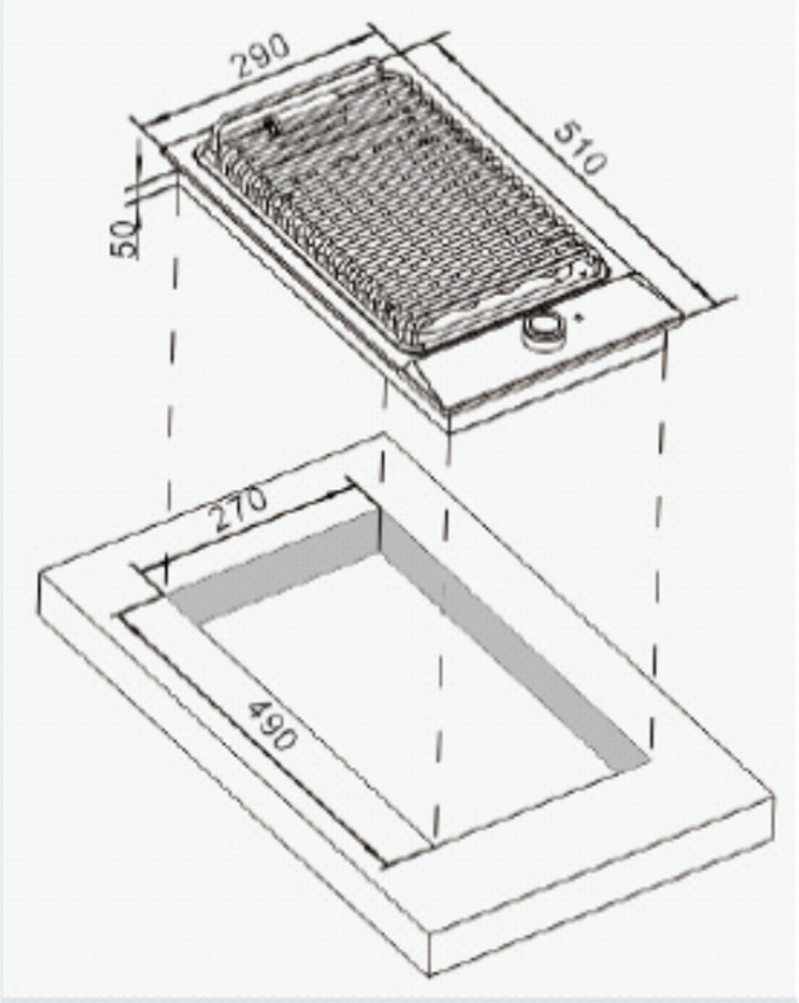 Carysil Built-In Barbeque technical drawing