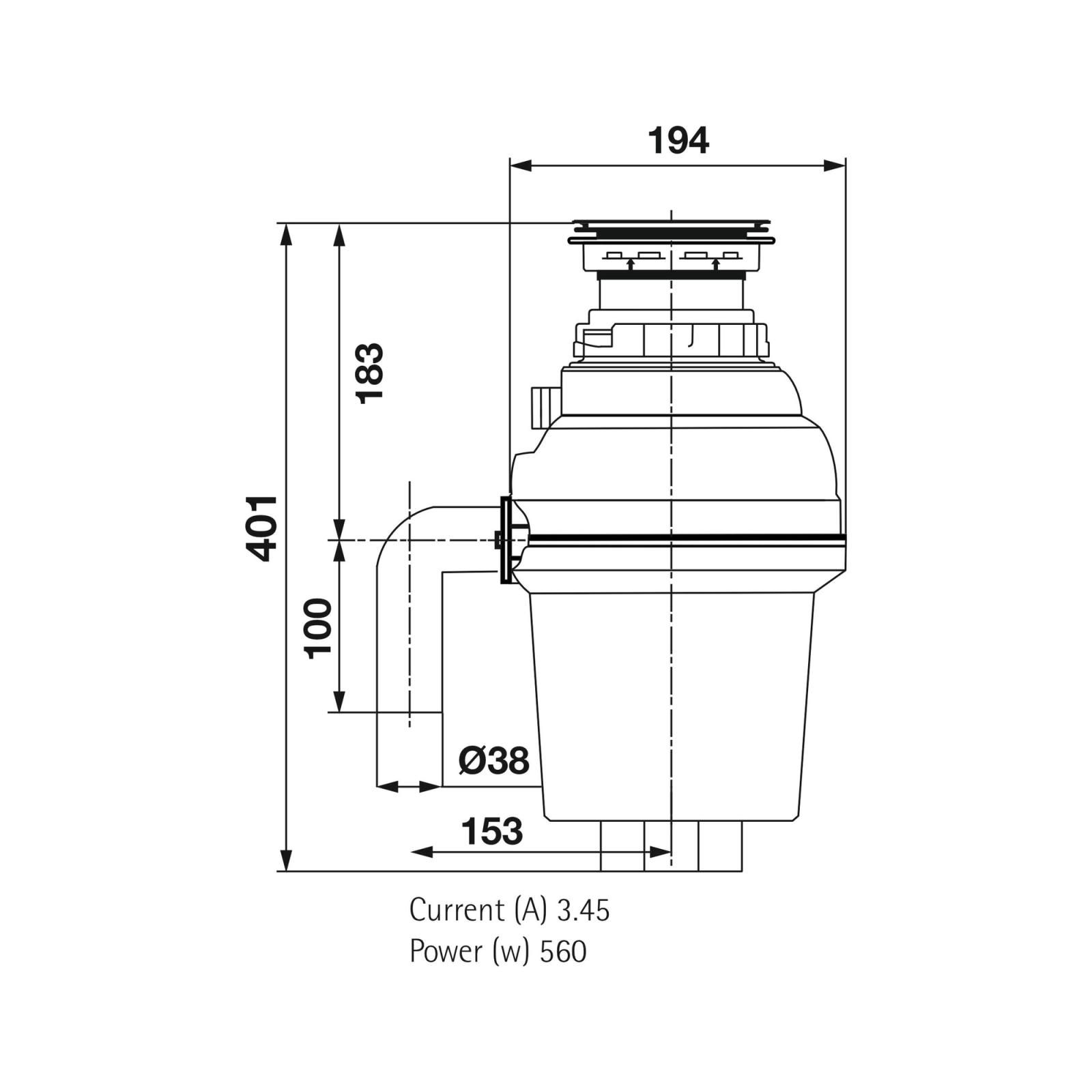 Food Waste Disposer 3-4 HP Heavy Duty