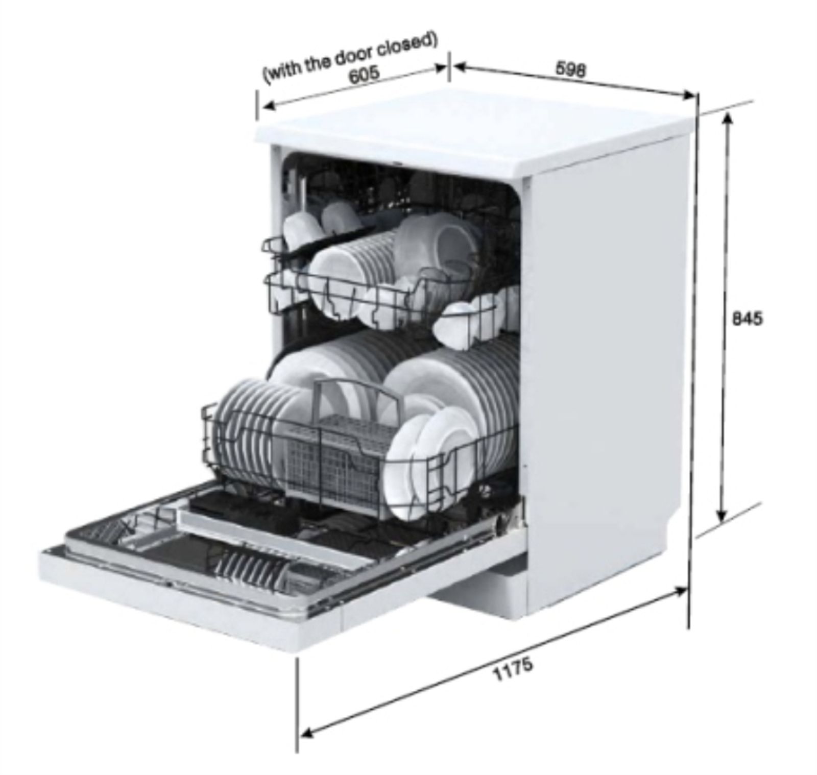 Free Standing Dishwasher DW – 03 technical drawing