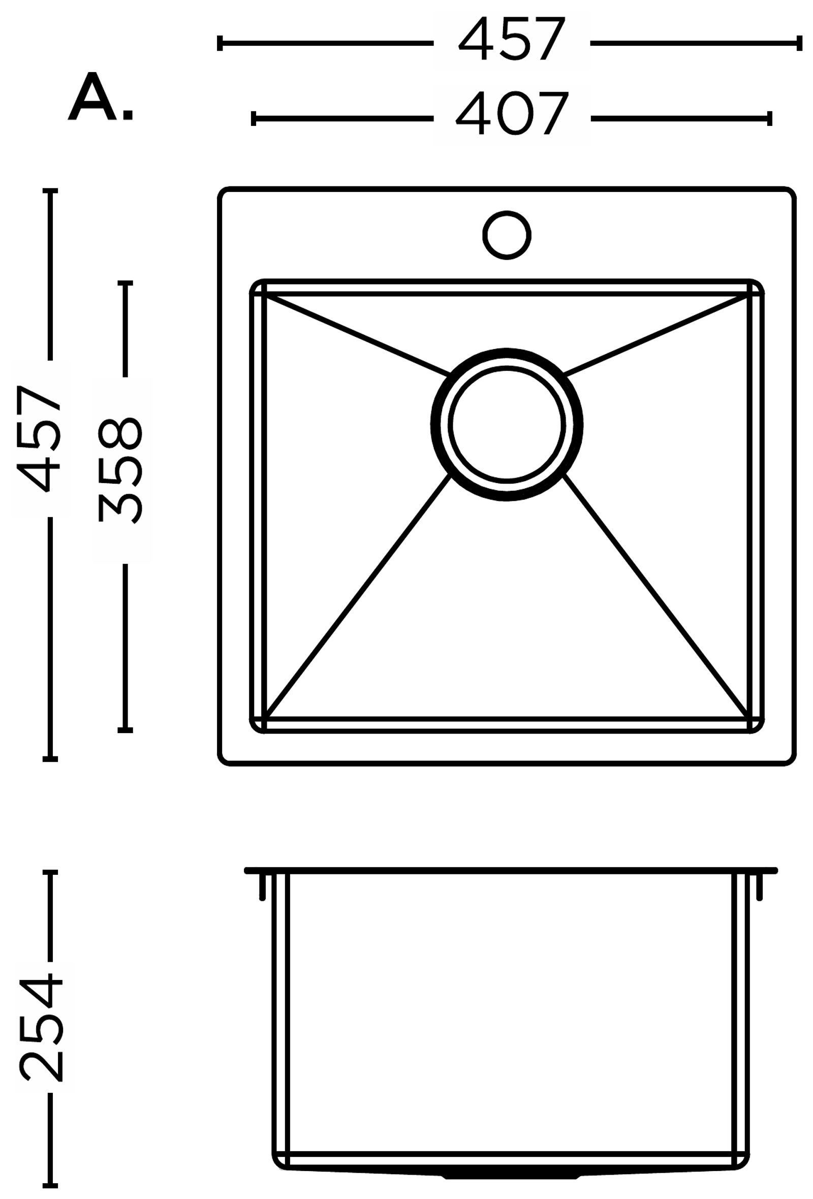 American Design ASB1818 technical drawing