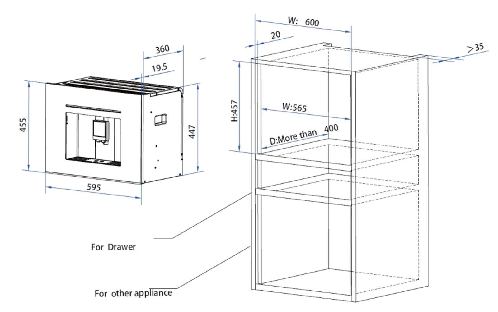 Built-in Coffee-Maker 02 technical drawing