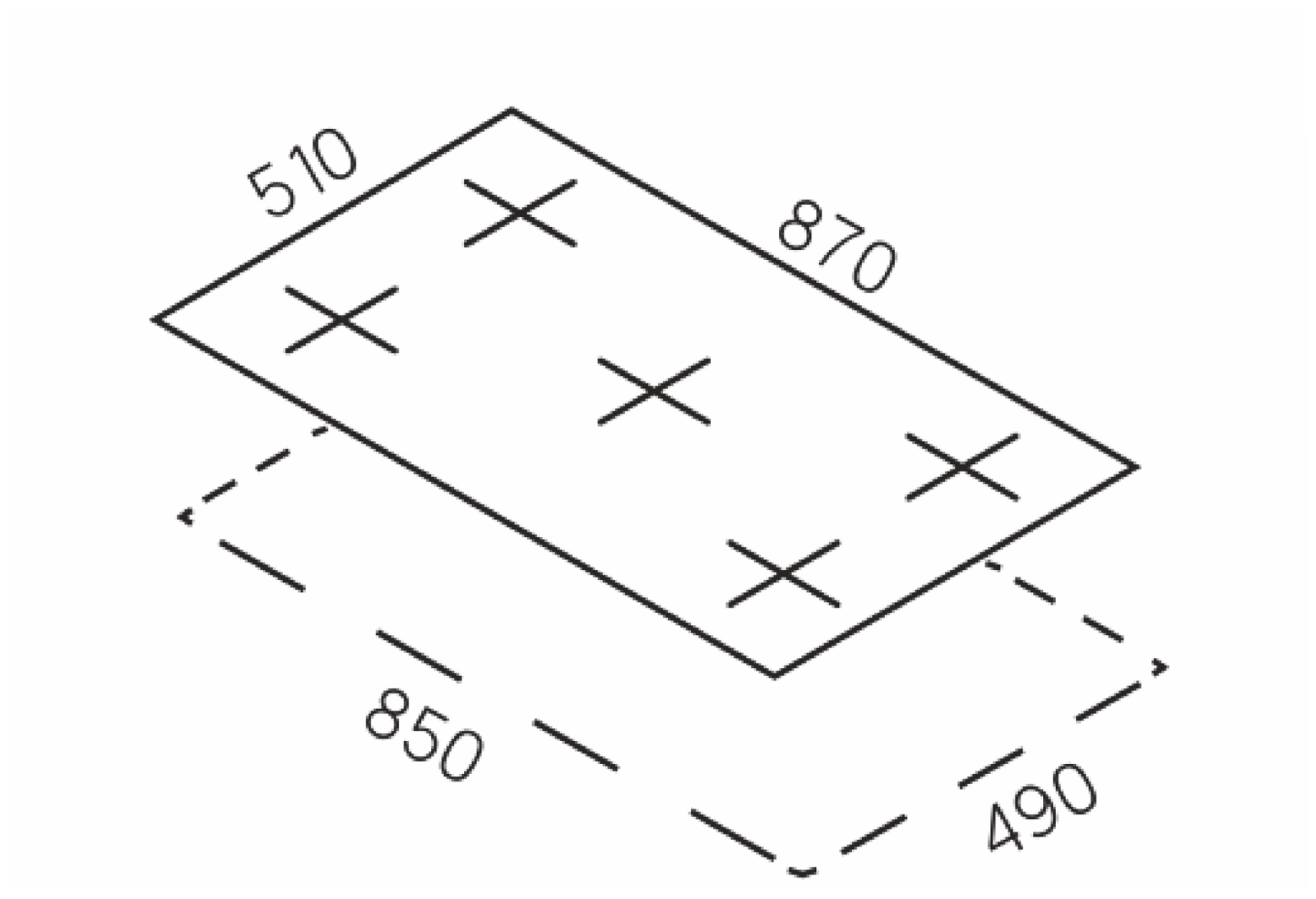 Matrix Black Gas Hob 90 cm technical drawing