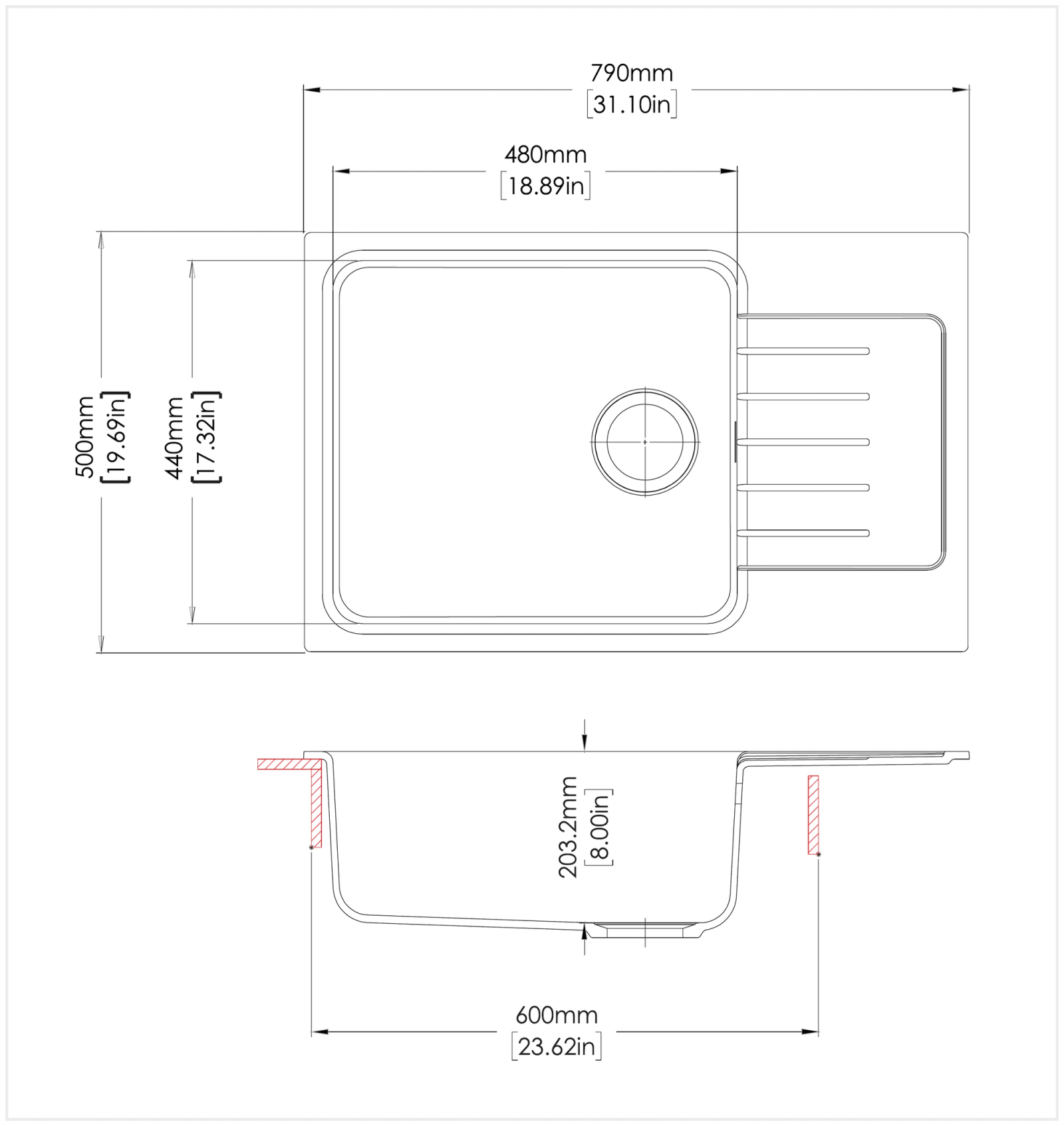 CX Serene D100S technical drawing