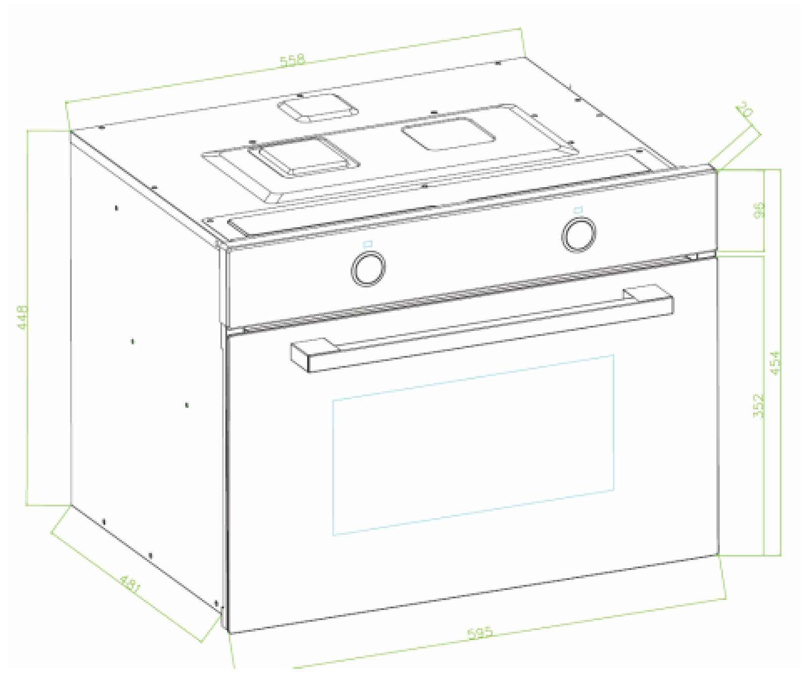 Linear Combi Oven Microwave technical drawing