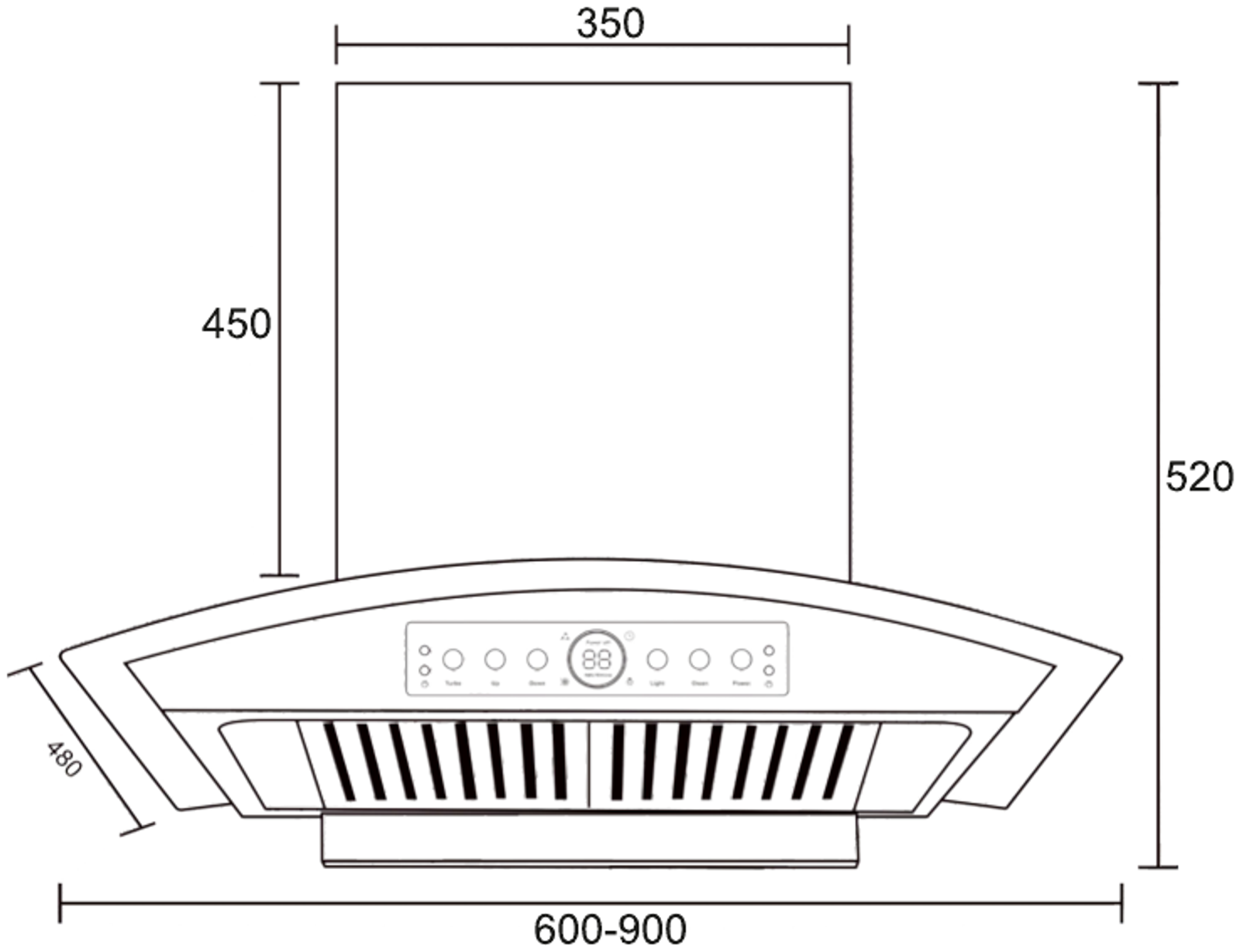 Tune C Wall Mounted Chimney technical drawing