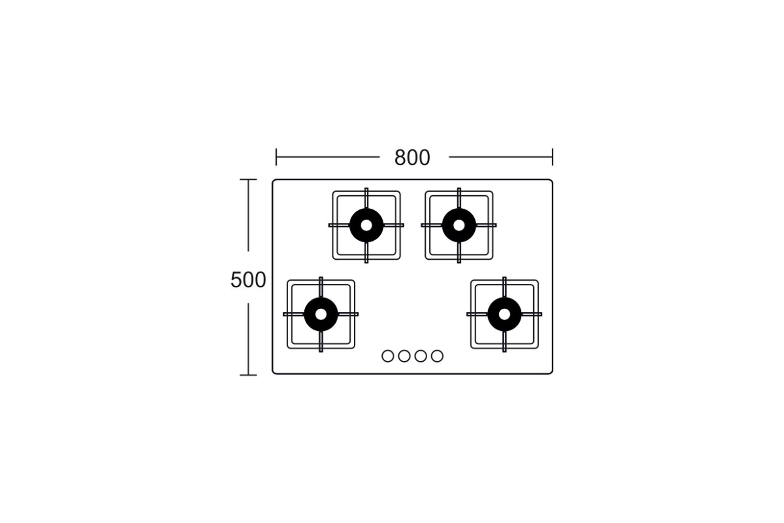 Hornet Cooktop 4 Burner technical drawing