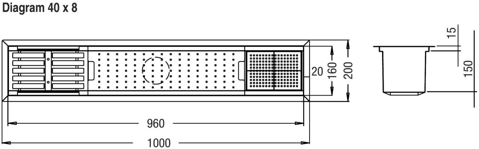 Drying Channel 1000 technical drawing