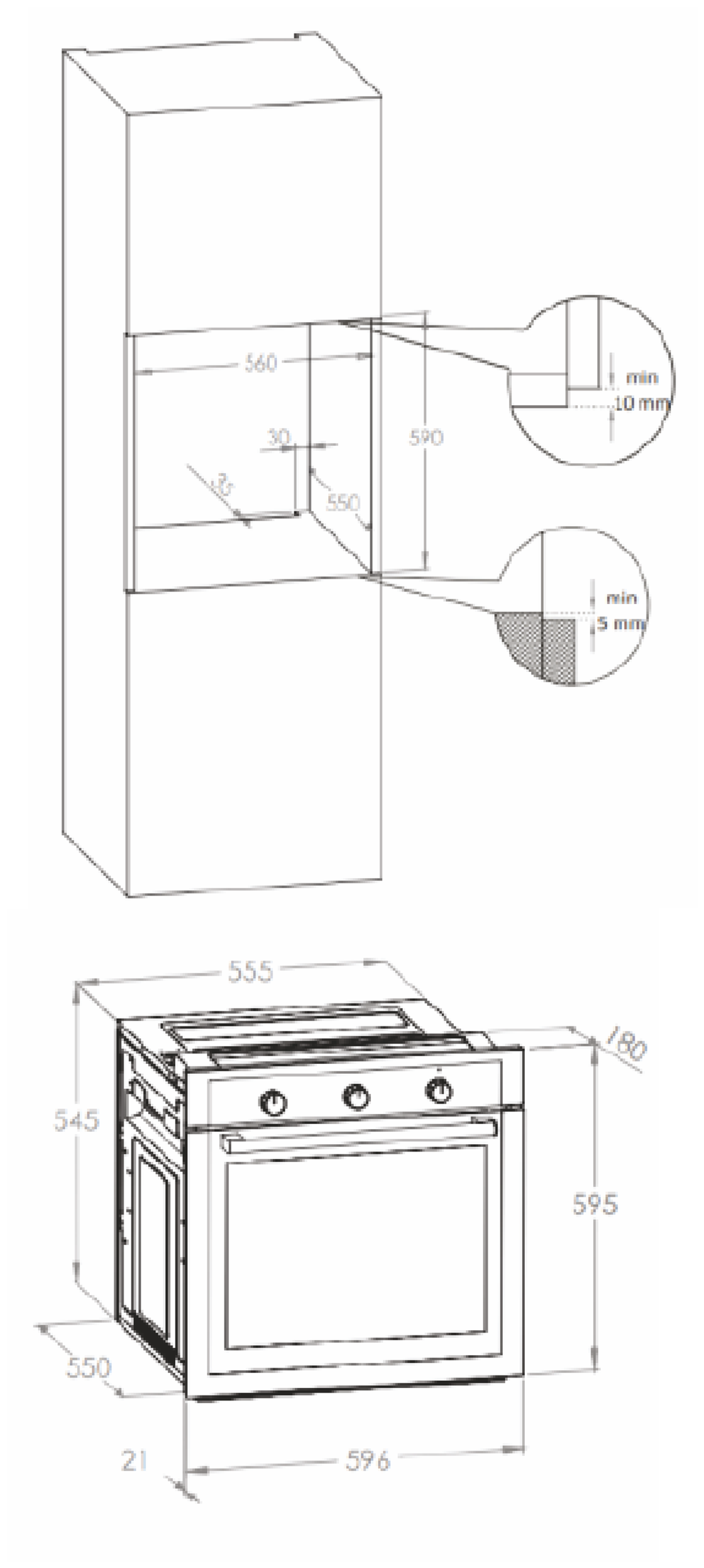 Rustic Classic Electric Oven 60 cm technical drawing
