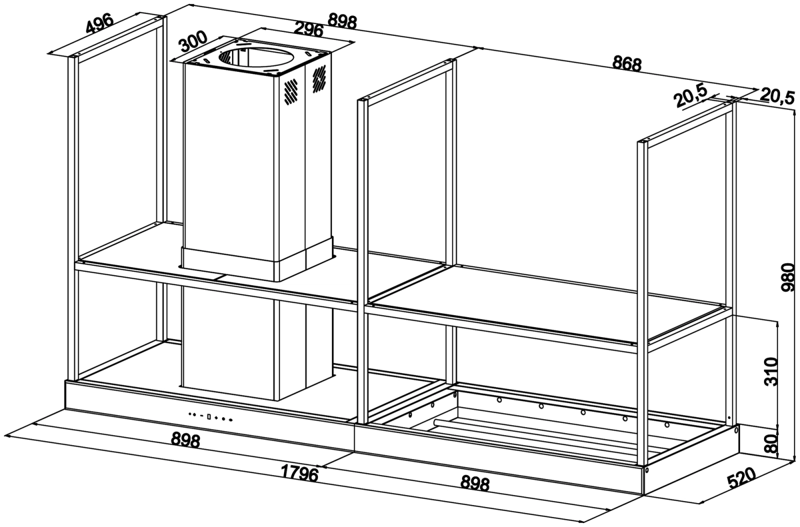 Railing Island Chimney technical drawing