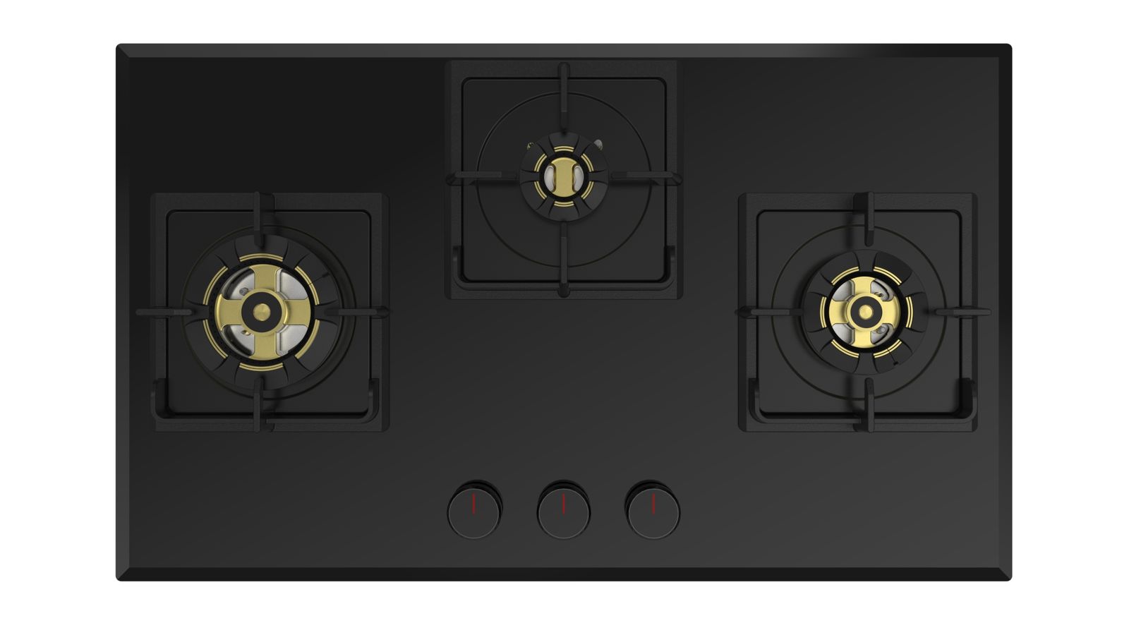 Carysil Tek Plus 75cm Built-in Glass Hob, 3 Brass Burner