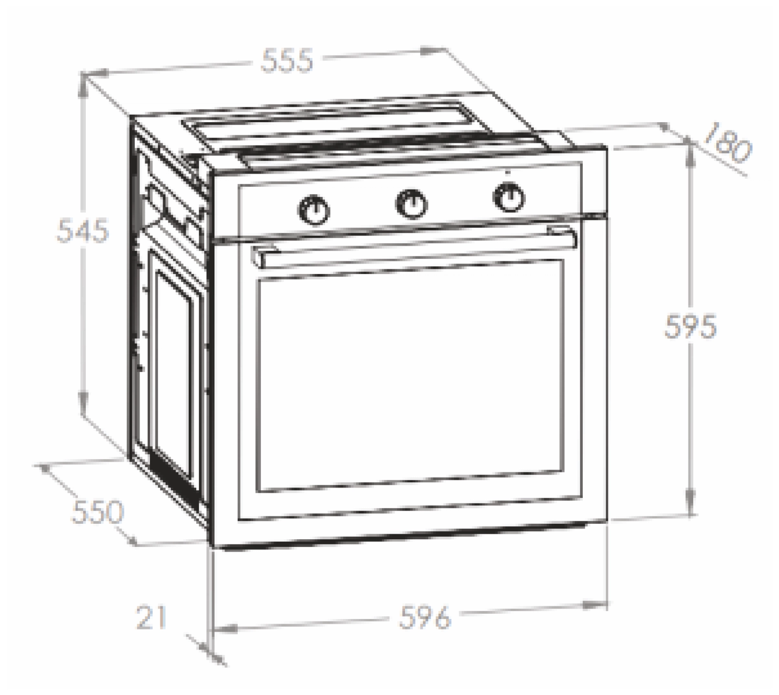 Matrix Electric Oven 60 cm technical drawing