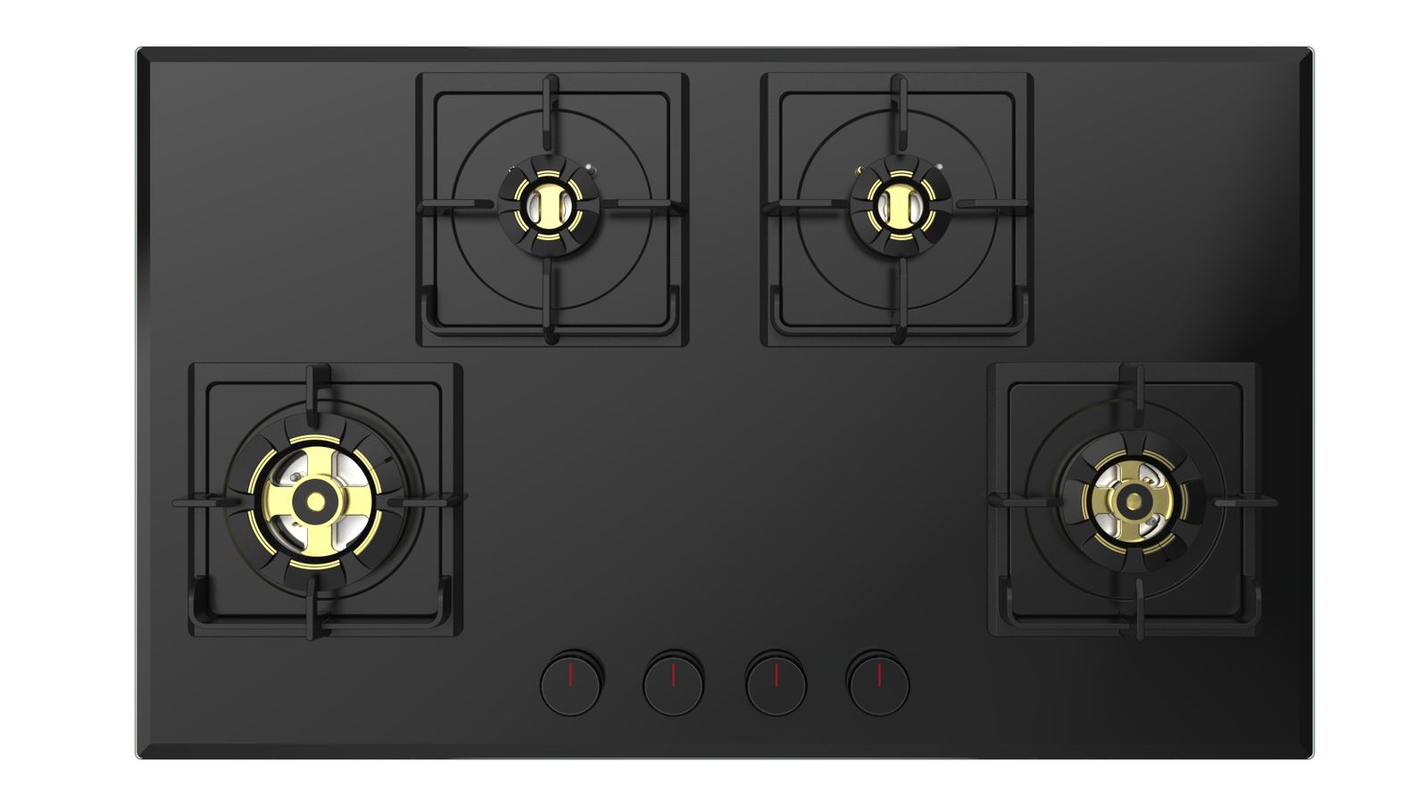 Carysil Tek Plus 90cm Built-in Glass Hob, 4 Brass Burner