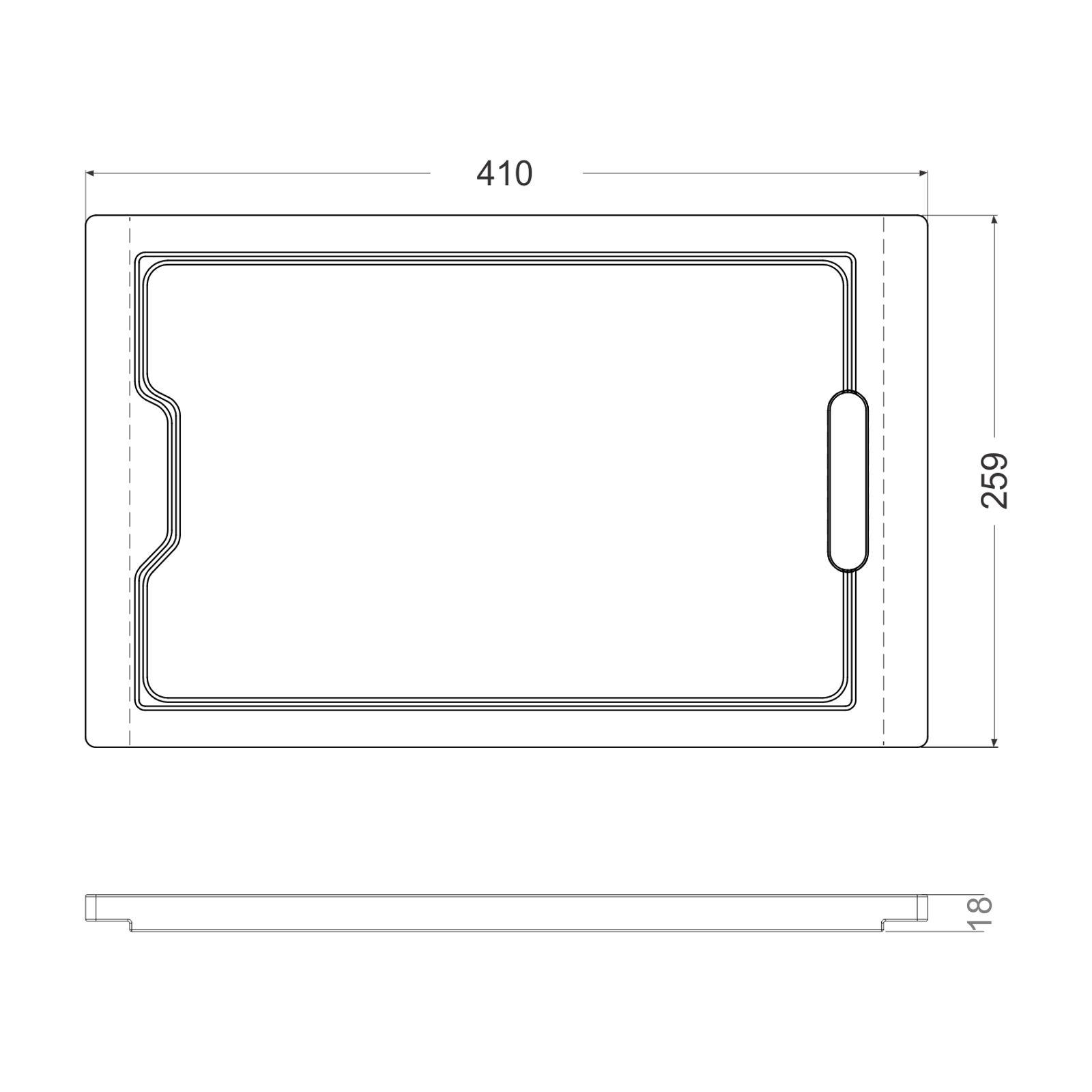 Chopping Board 259×434 technical drawing