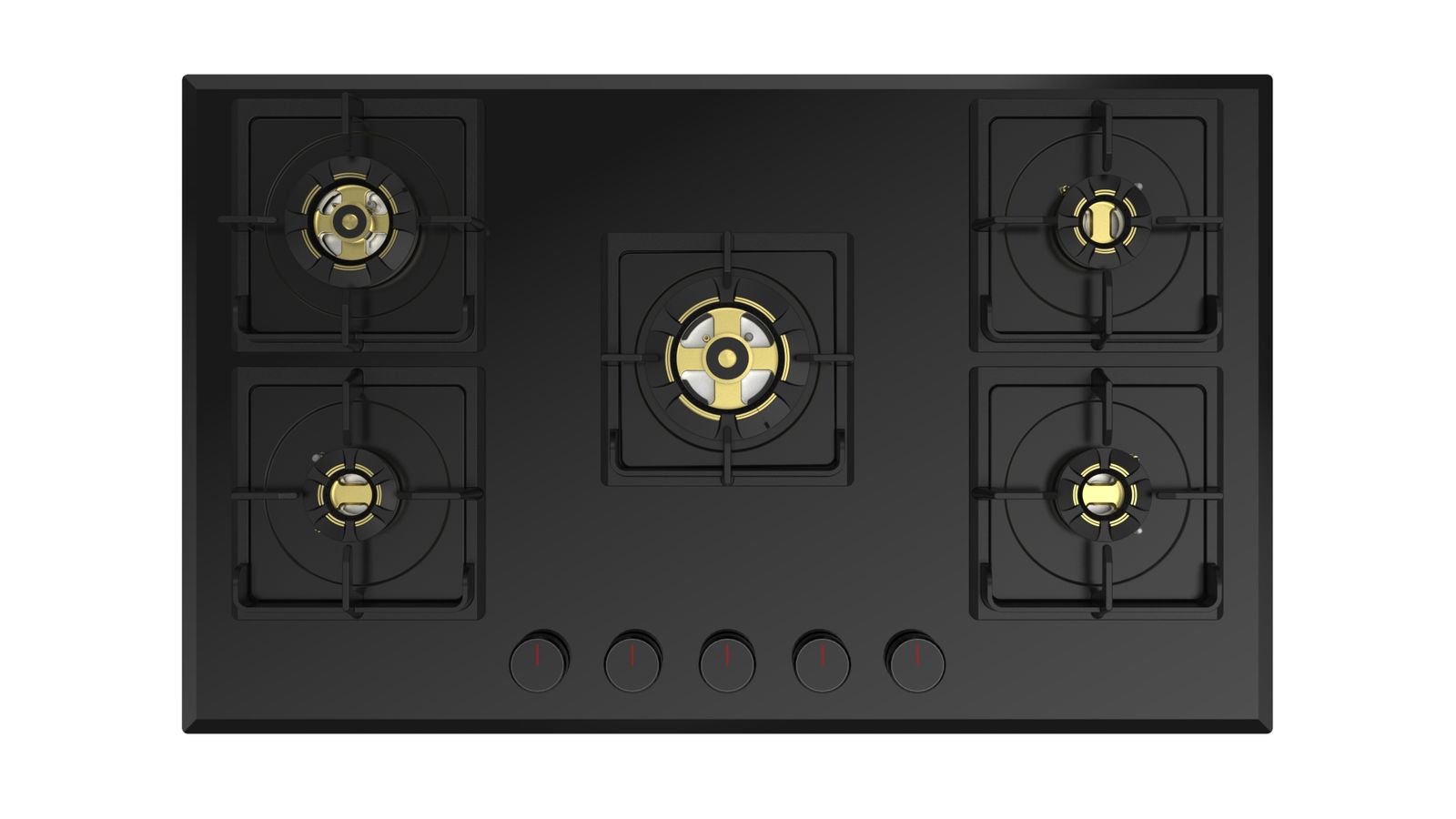 Carysil Tek Plus 90cm Built-in Glass Hob, 5 Brass Burner