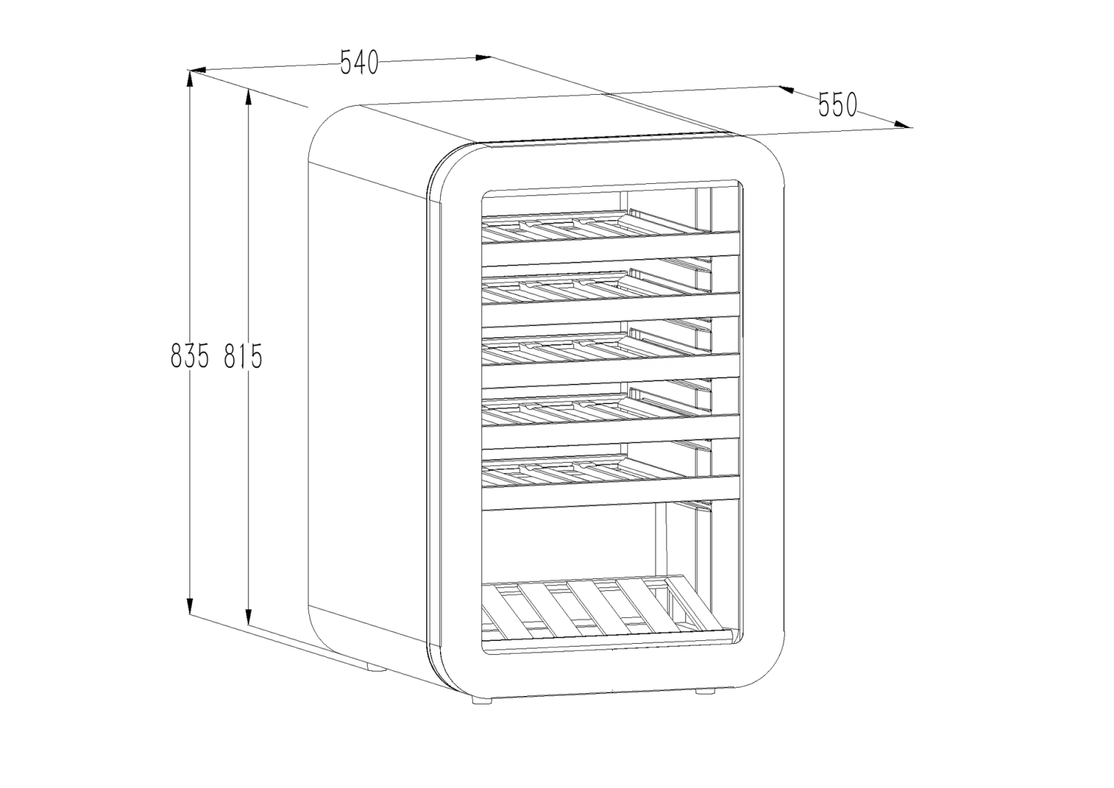 Retro Wine Chiller – 40 Bottles technical drawing