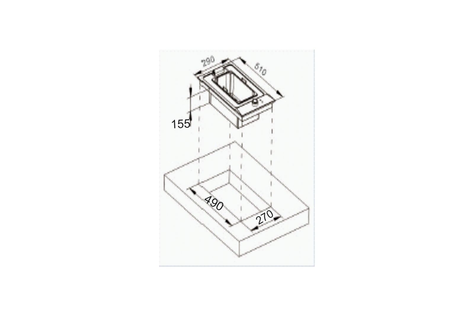 Carysil Built-In Deep Fryer technical drawing