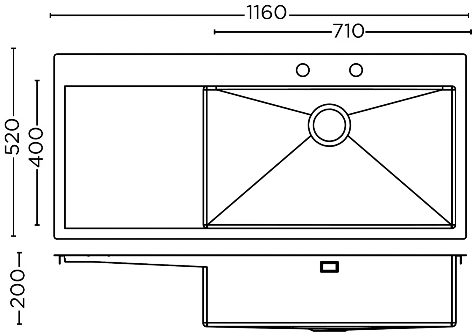 Carysil German Design SS Sink technical drawing