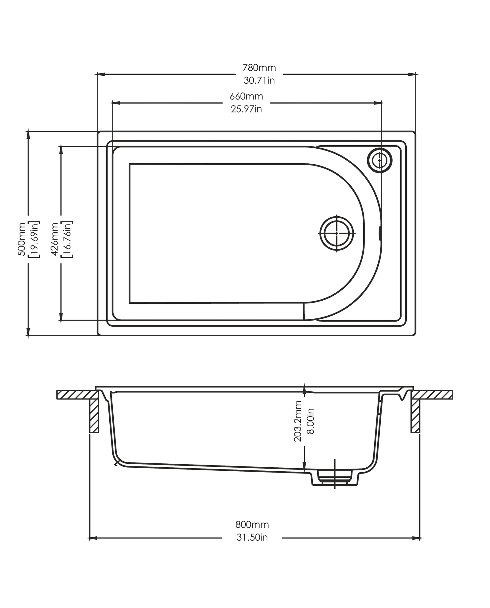 CX Arch technical drawing