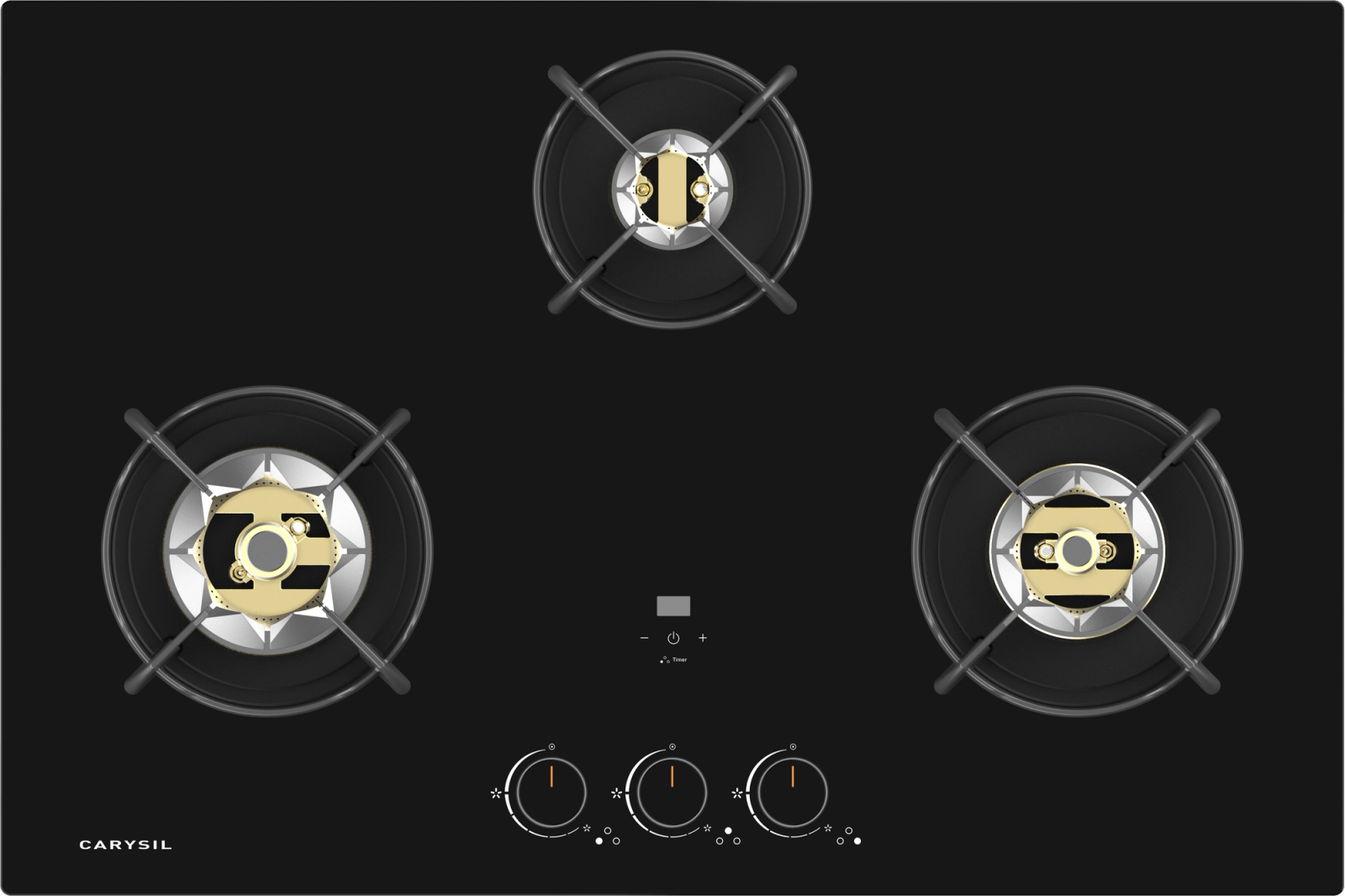 Carysil Sapphire 78cm Built-in Glass Hob, 3 Brass Burner