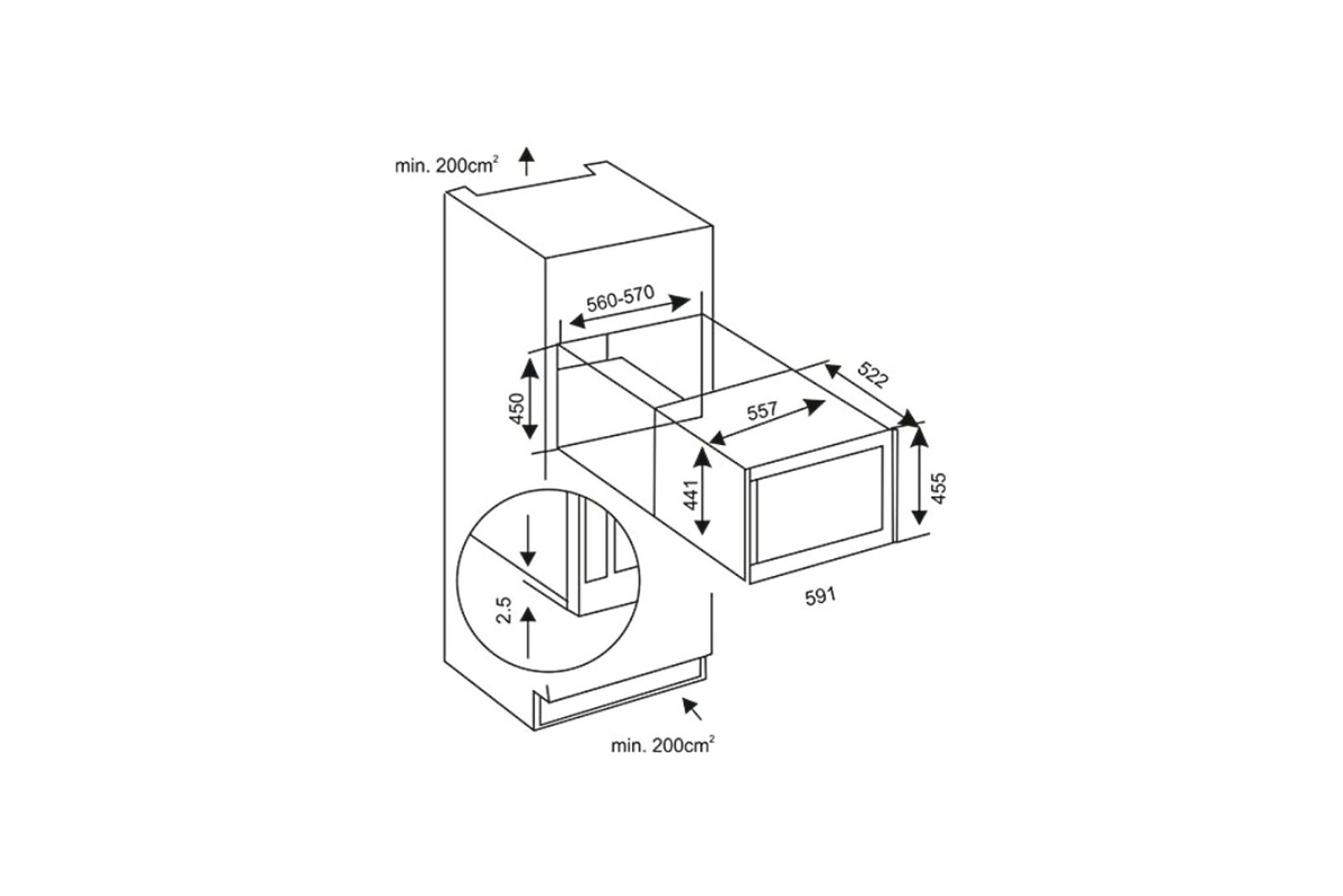 Built-In Wine Chiller – 18 Bottles technical drawing