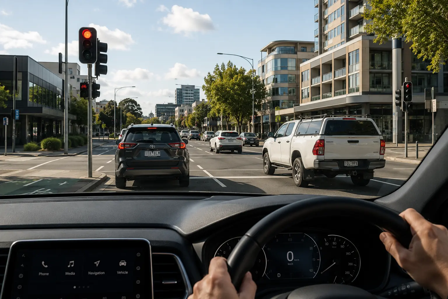 Driver’s View at a City Intersection