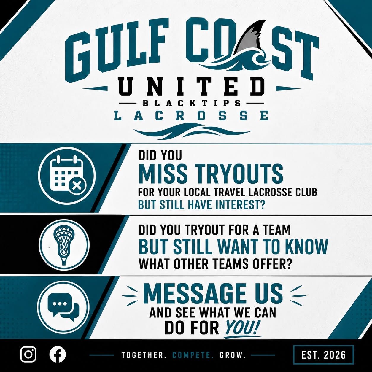 Missed tryouts? Message us