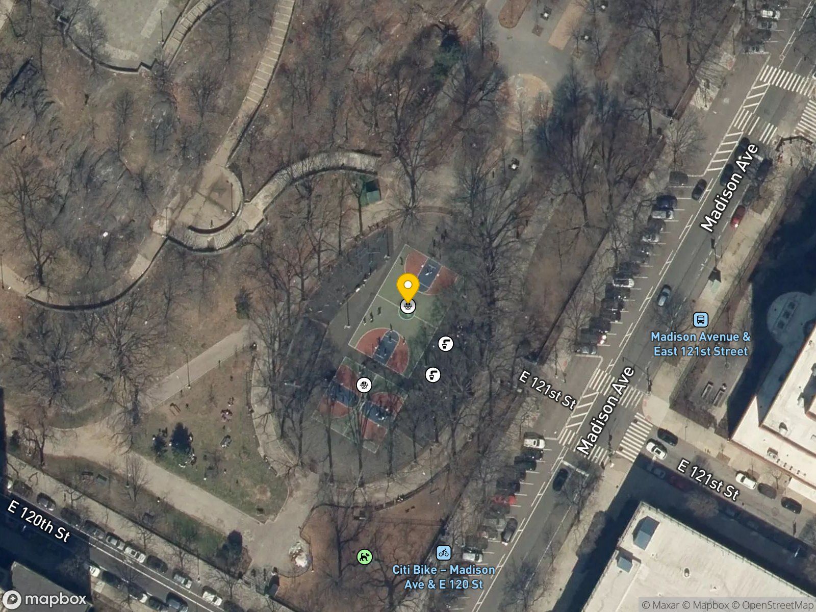 Marcus Garvey Park basketball court satellite view