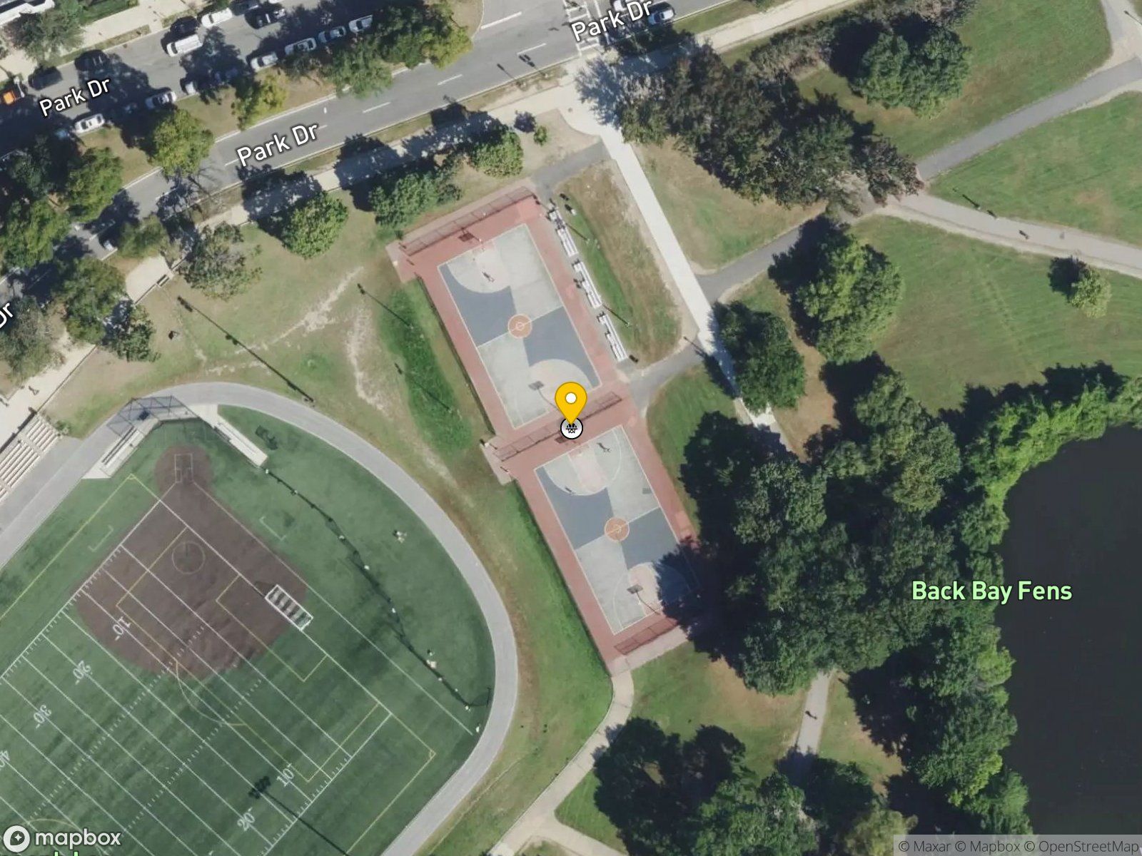 Back Bay Fens basketball court satellite view