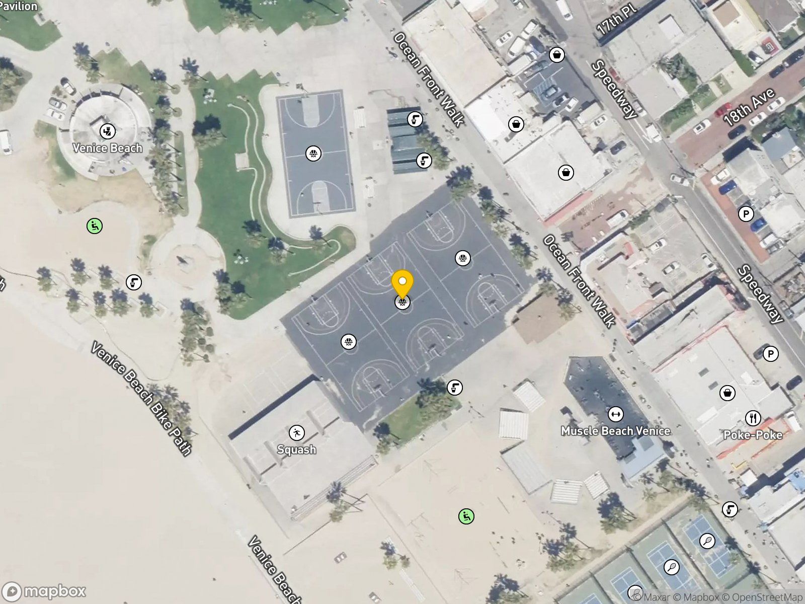 Venice Beach Basketball Courts basketball court satellite view