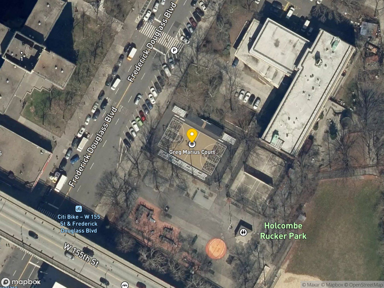 Holcombe Rucker Park basketball court satellite view