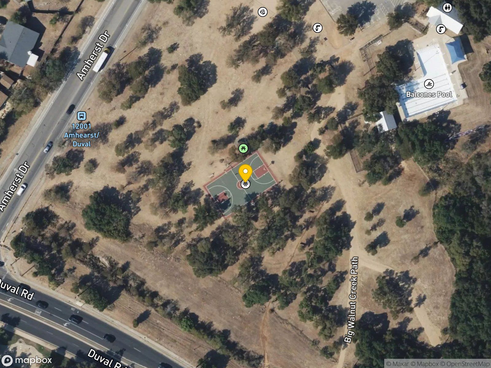Balcones District Park basketball court satellite view