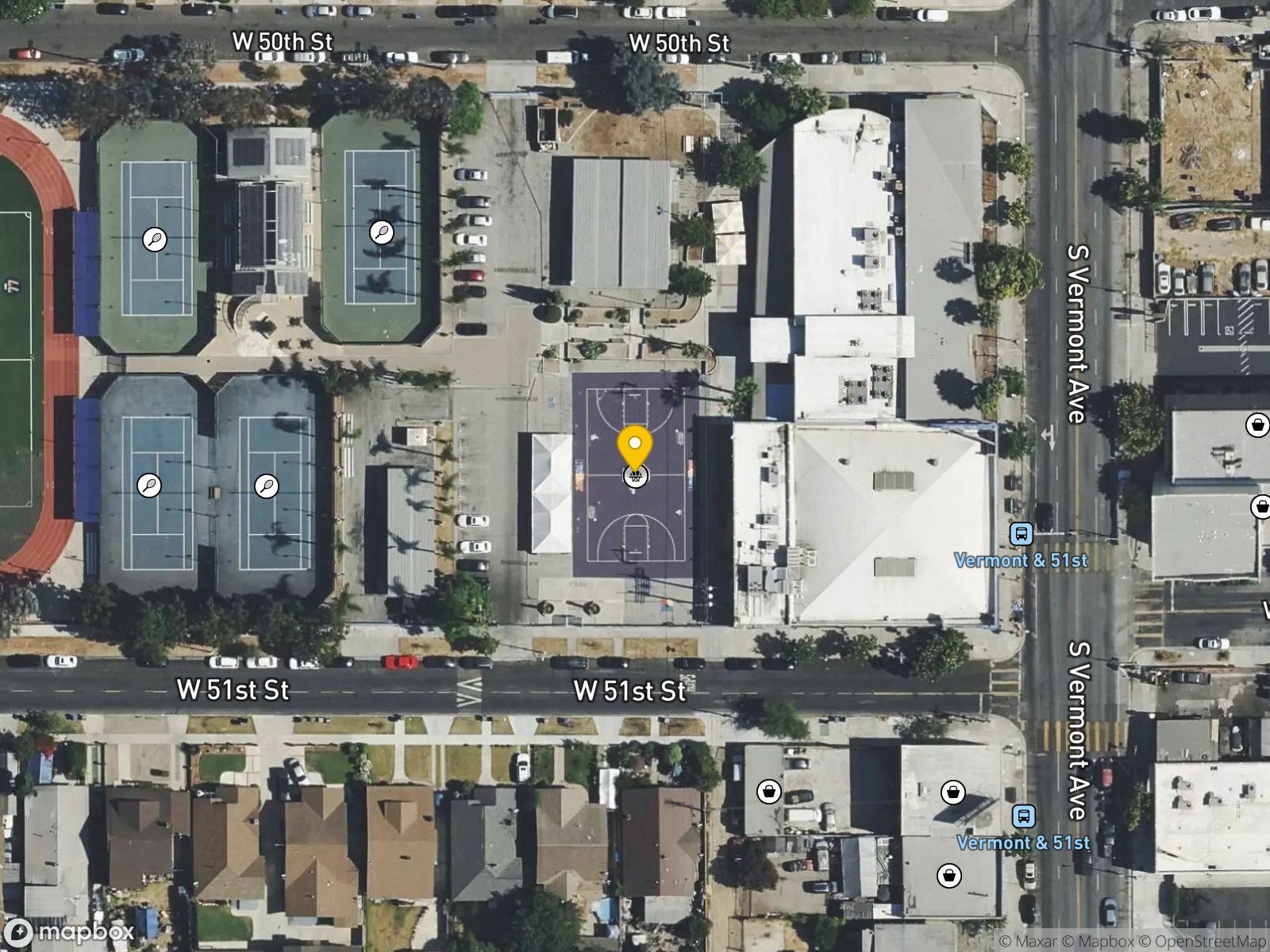 Vermont Square Park basketball court satellite view