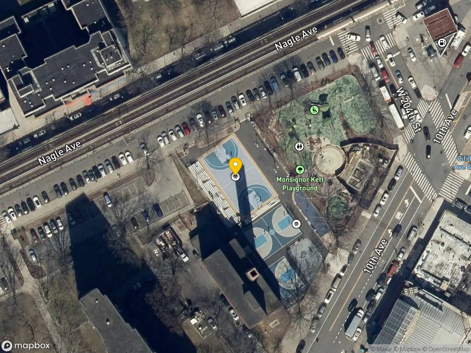 Dyckman Park basketball court satellite view