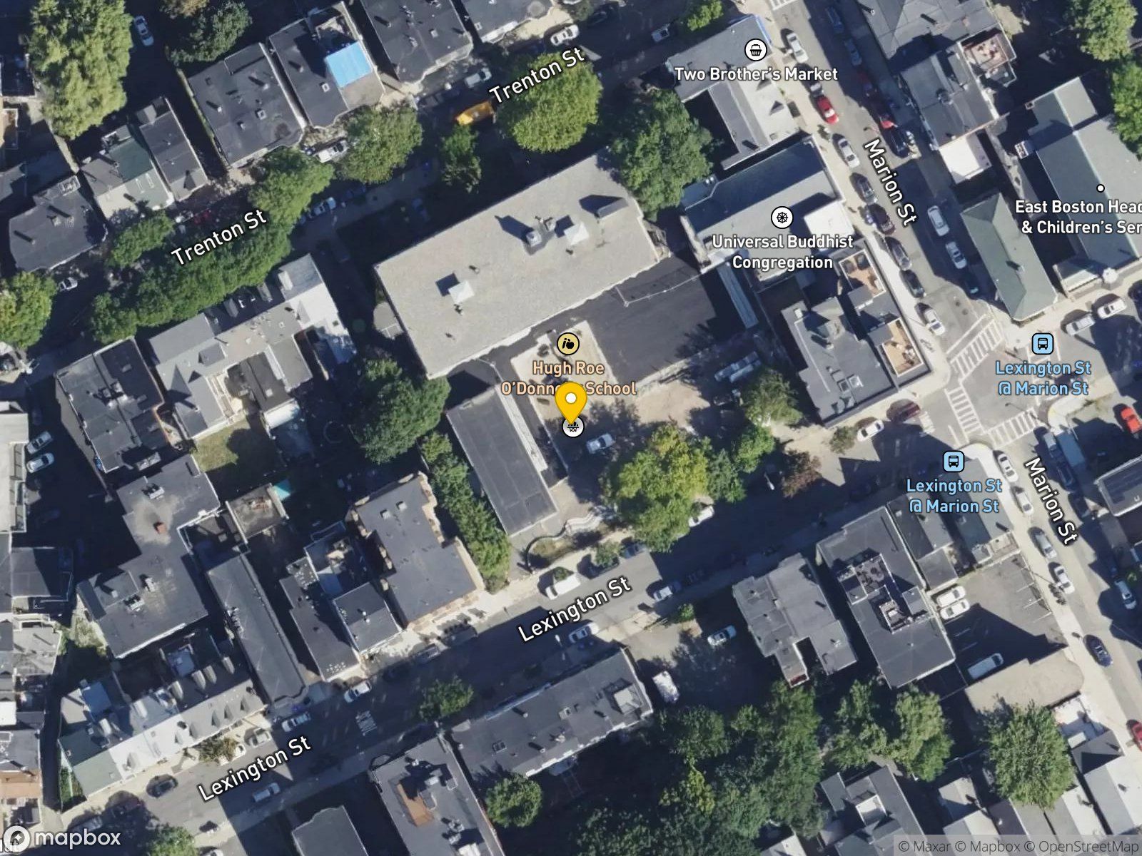 Bremen Street Community Park basketball court satellite view