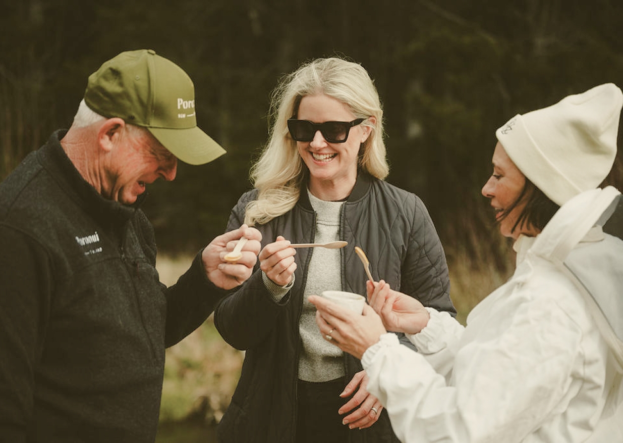 Petra and Jen learn about bees at Poronui