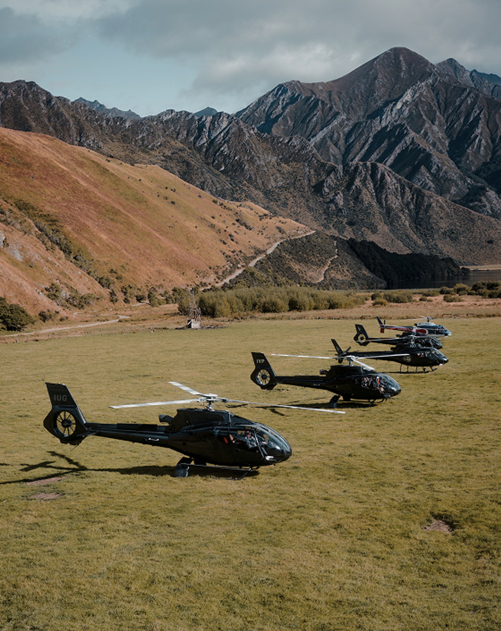Take off in a private helicopter.