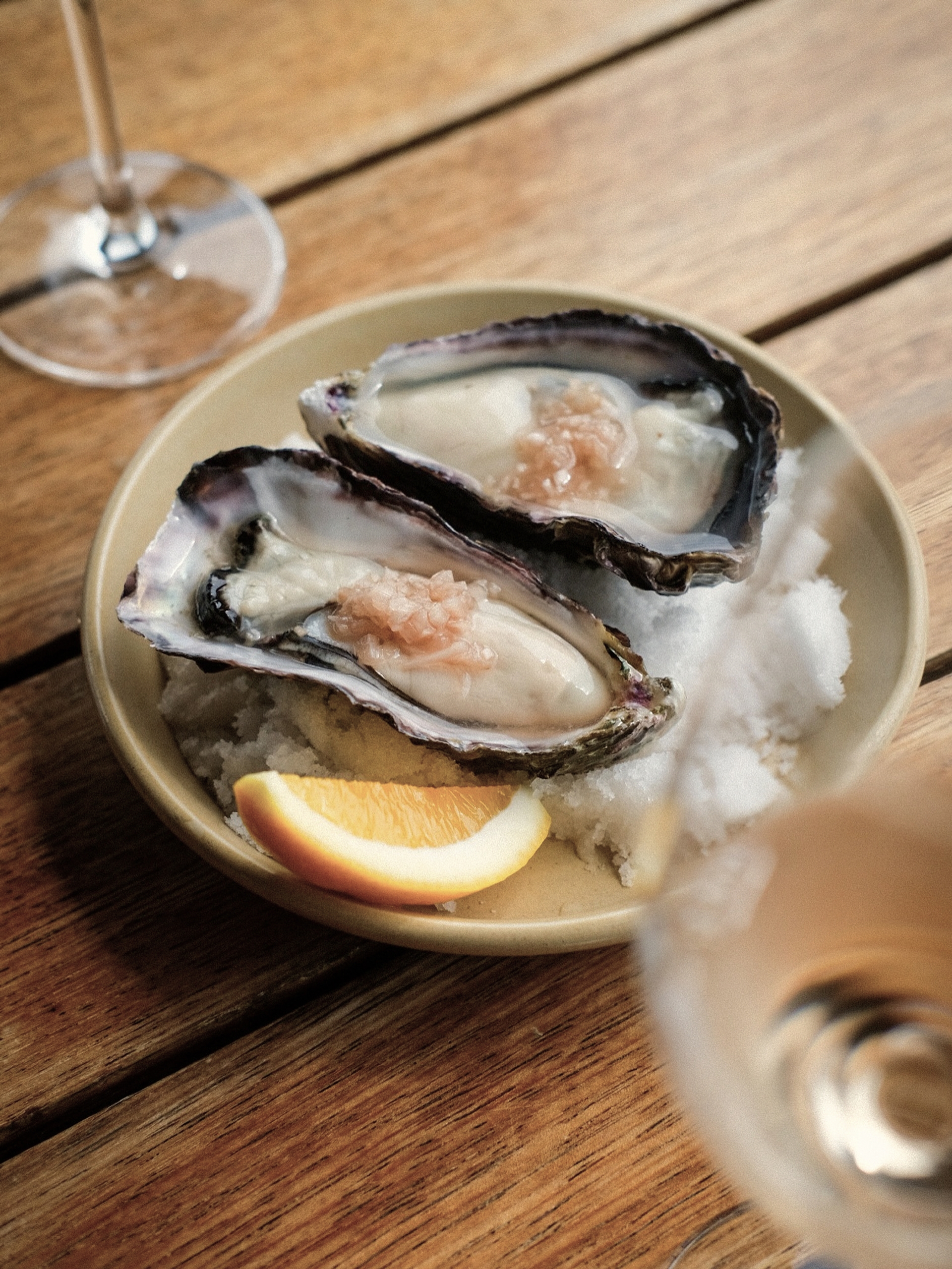 Fresh oysters served on ice at Waiheke Island