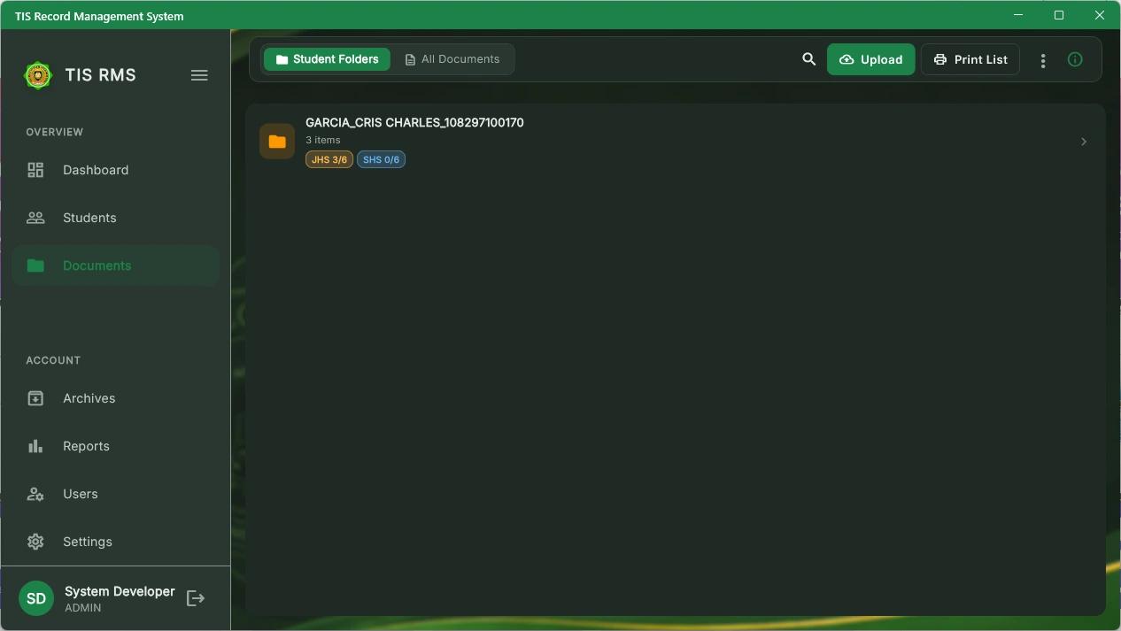 TIS Record Management System screenshot 2