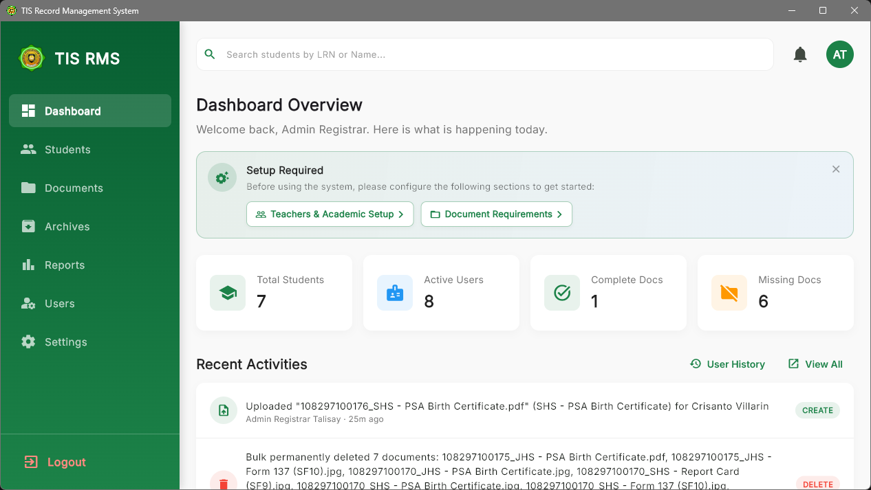 TIS Record Management System