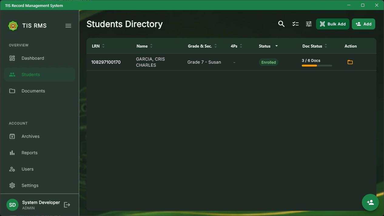TIS Record Management System screenshot 4