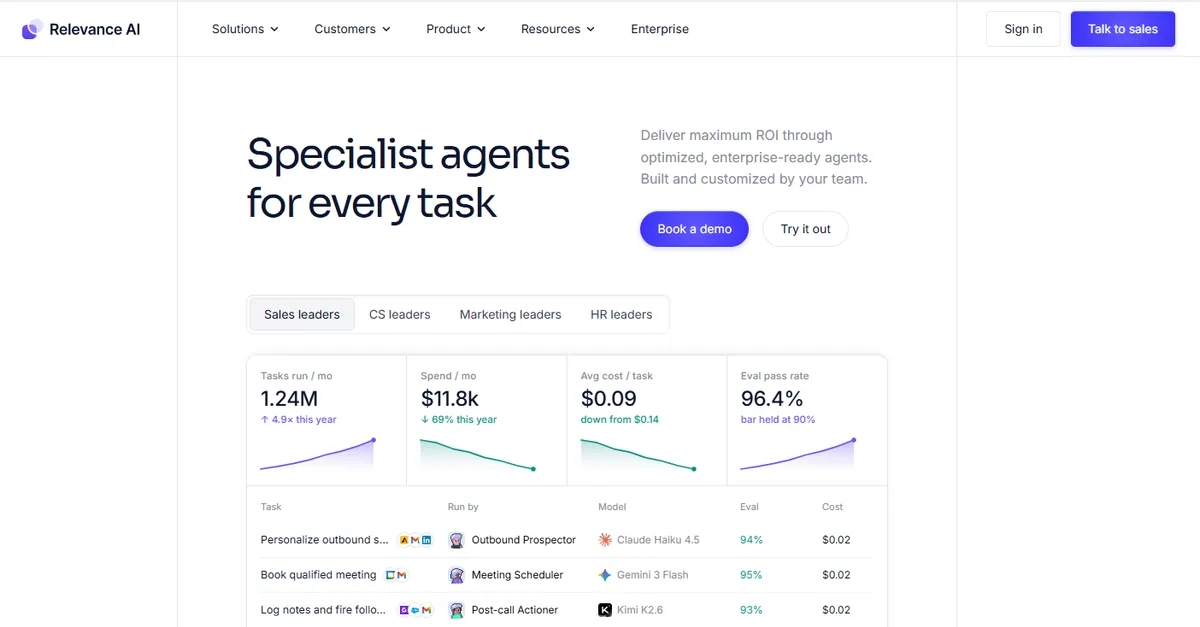 Relevance AI Specialist AI Agents for Every Task