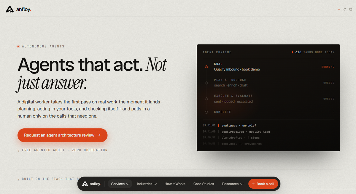 Anfloy AI Agent Page